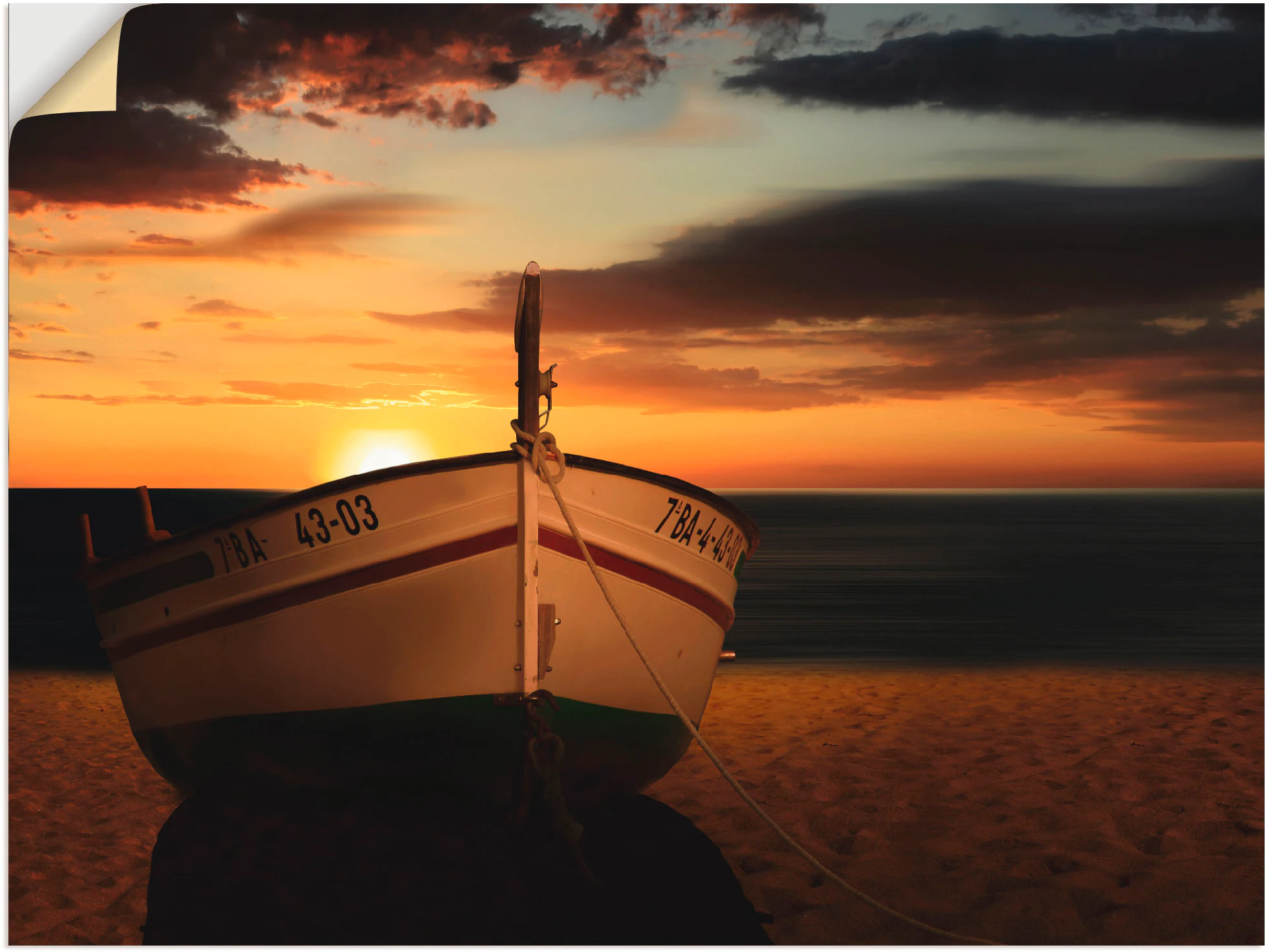Artland Wandbild »Das Boot im Sonnenuntergang«, Küste, (1 St.), als Leinwan günstig online kaufen