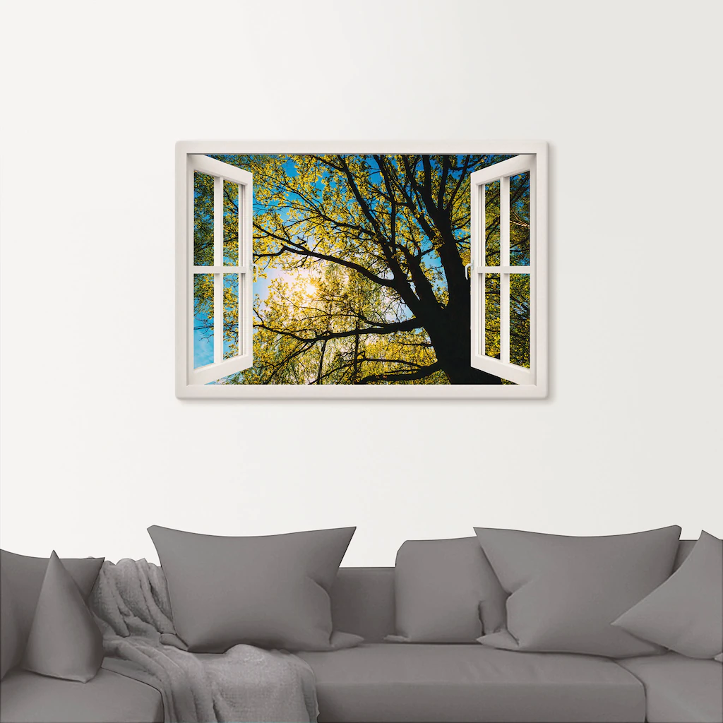 Artland Wandbild »Fensterblick Frühlingssonne Baumkrone«, Bäume, (1 St.), a günstig online kaufen