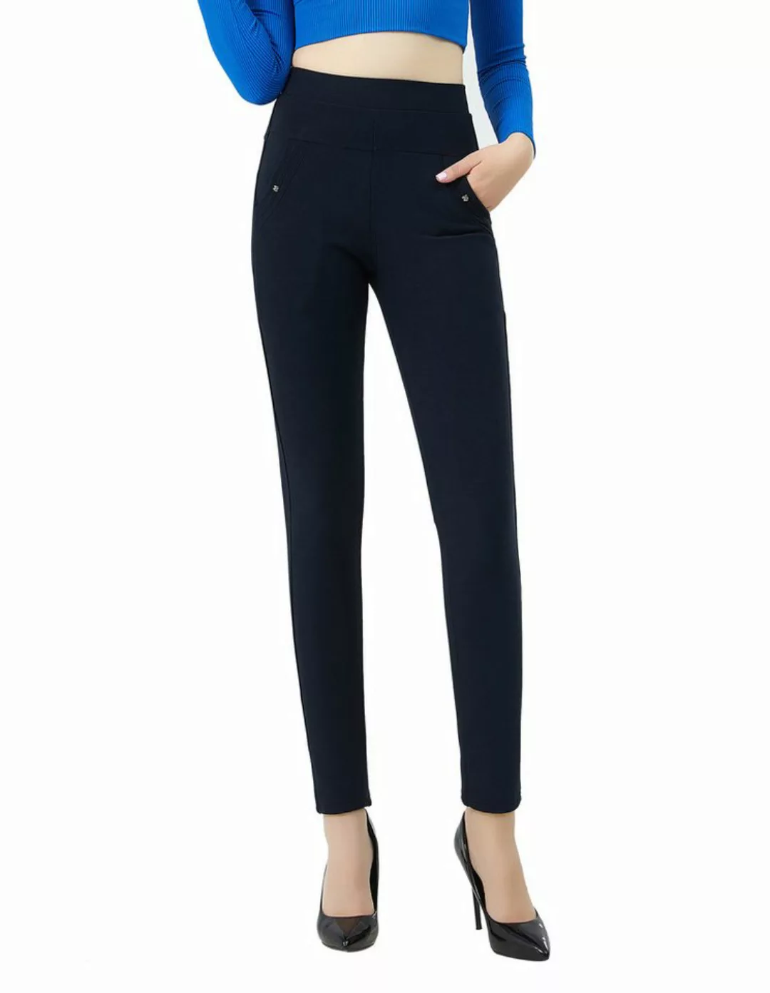 Jepo Leggings Elastische Damenhose Skinny slim Fit bequeme Navy S/M Damen S günstig online kaufen