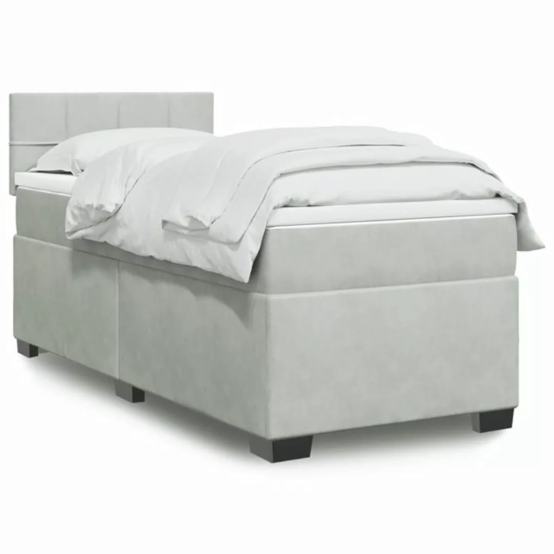 vidaXL Boxspringbett Boxspringbett mit Matratze Hellgrau 90x200 cm Samt Bet günstig online kaufen