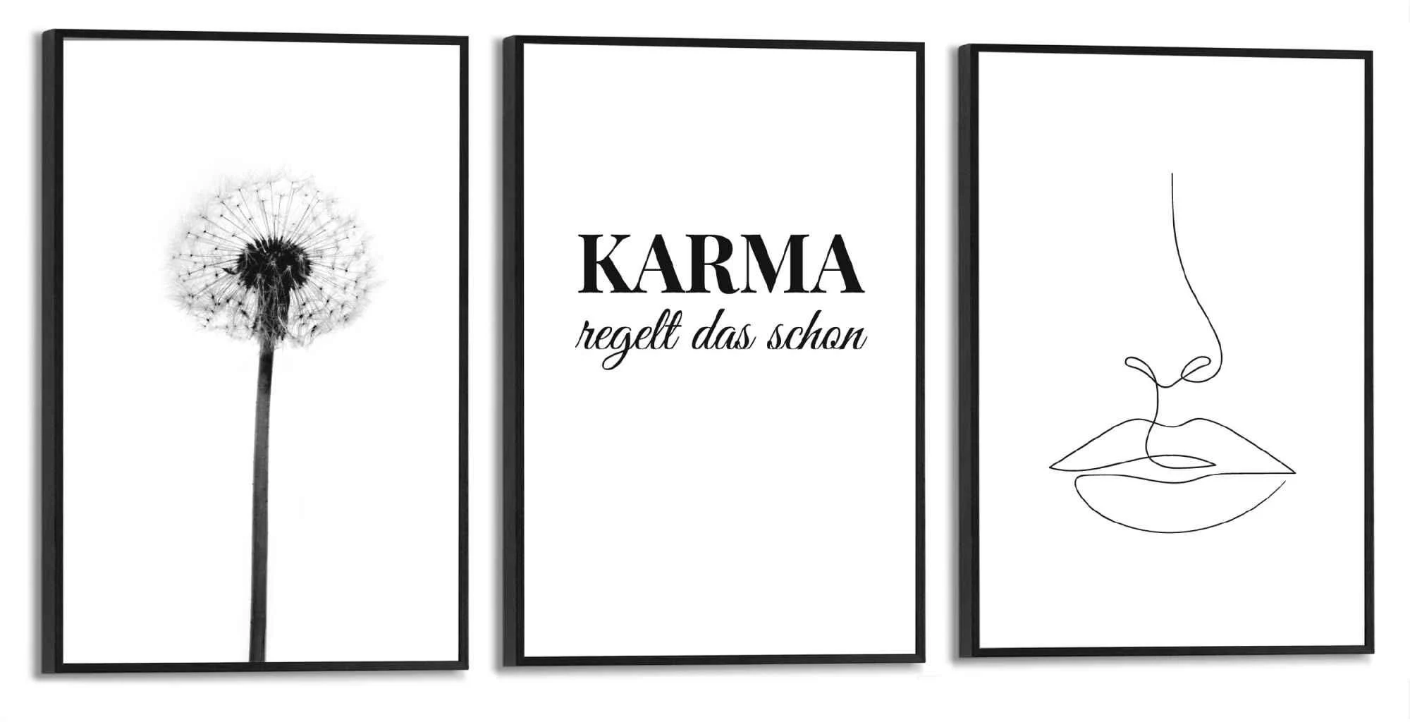 Reinders! Wandbild »Wandbilder Set Modern Art Pusteblume - Linienzeichnung günstig online kaufen