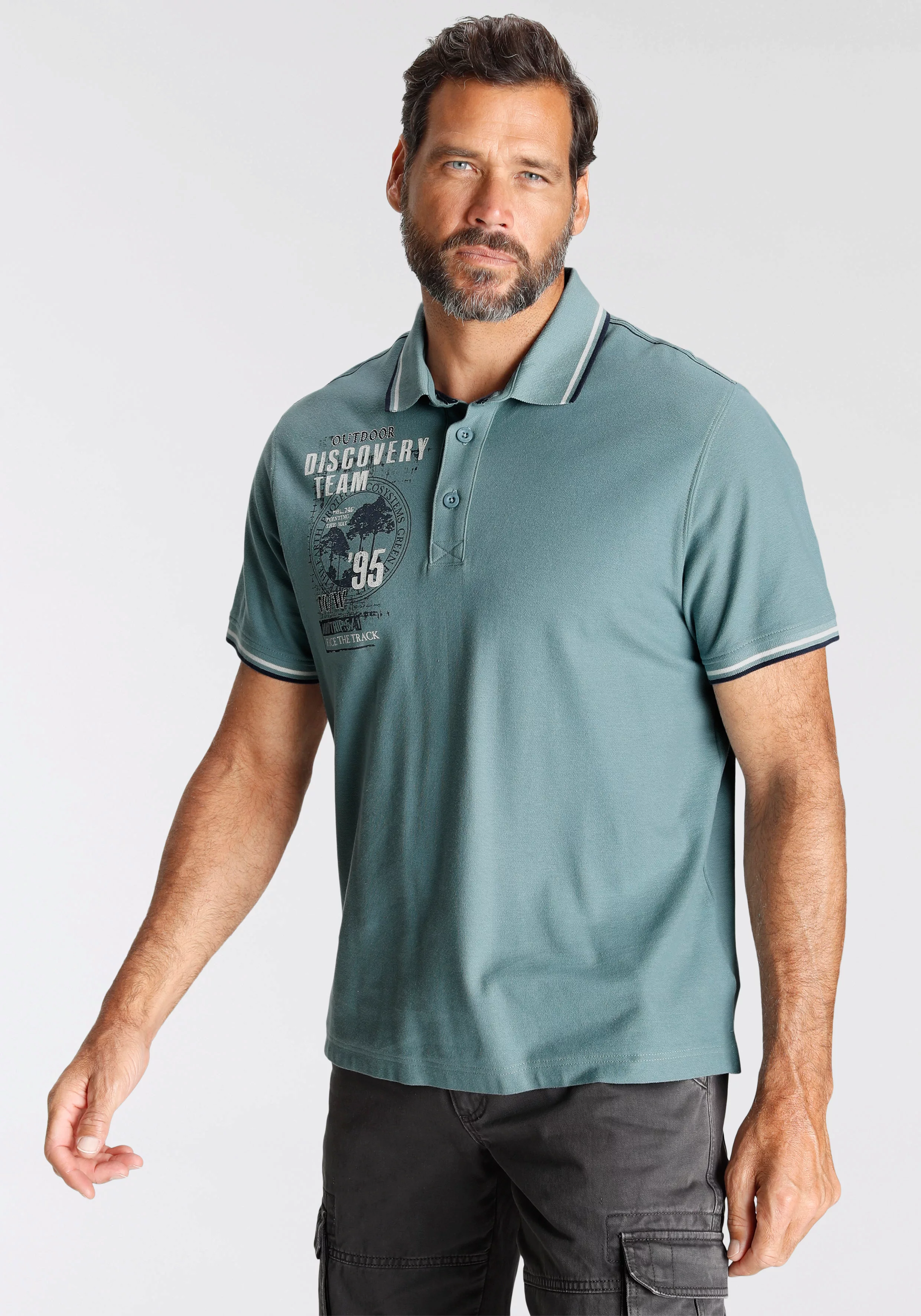 Man's World Poloshirt Kurzarm, lässige Passform, mit trendigem Print, Polok günstig online kaufen