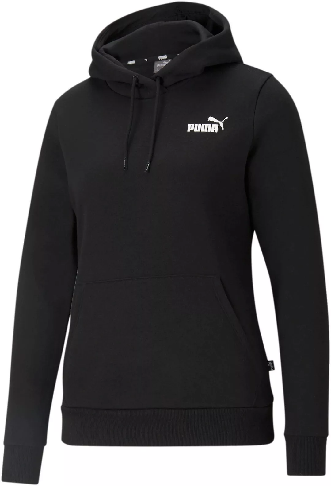 Puma – Essentials – Schwarzer Kapuzenpullover mit kleinem Logo günstig online kaufen