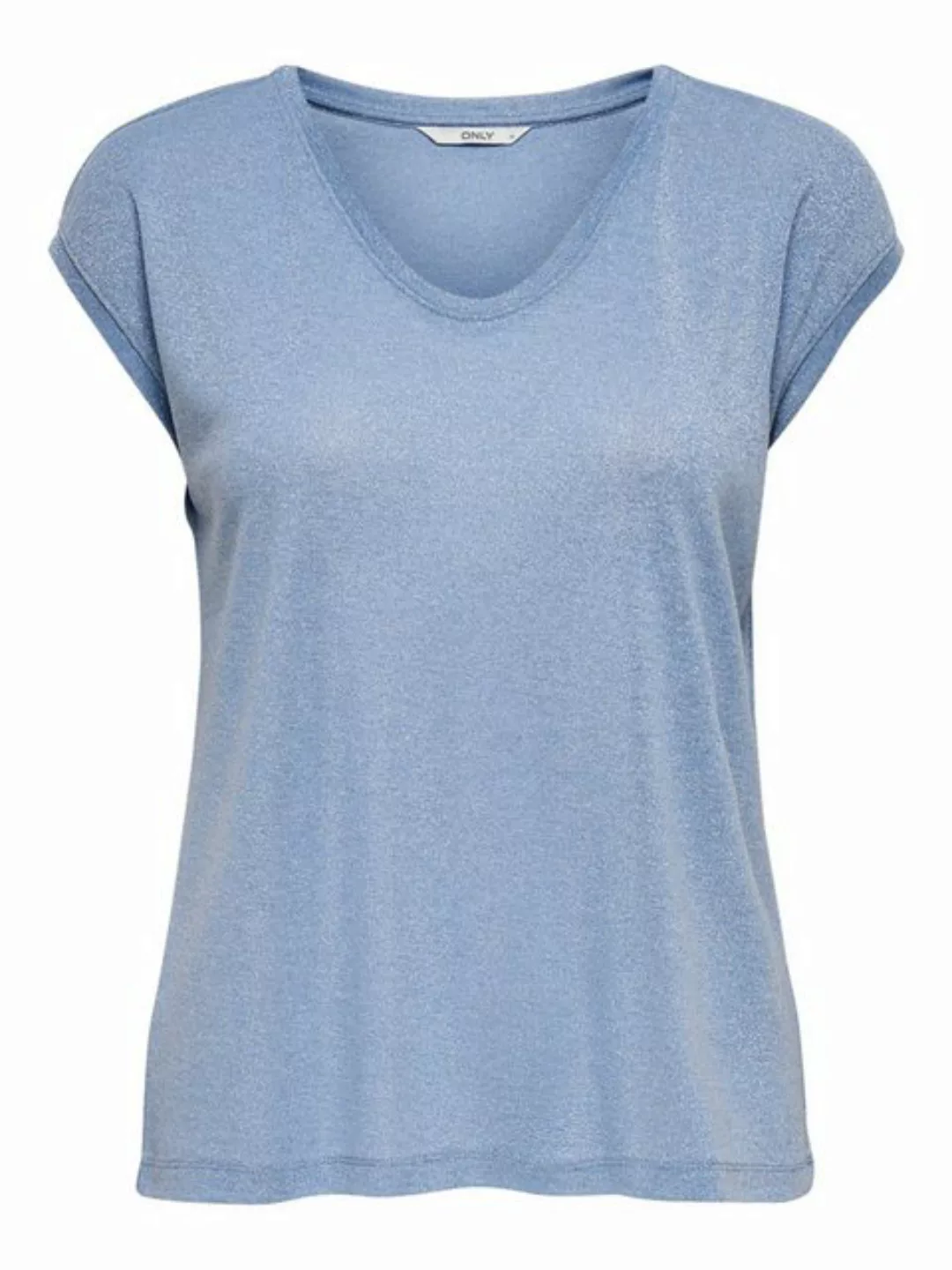 Only Silvery Lurex V Neck Kurzärmeliges T-shirt XS Halogen Blue günstig online kaufen