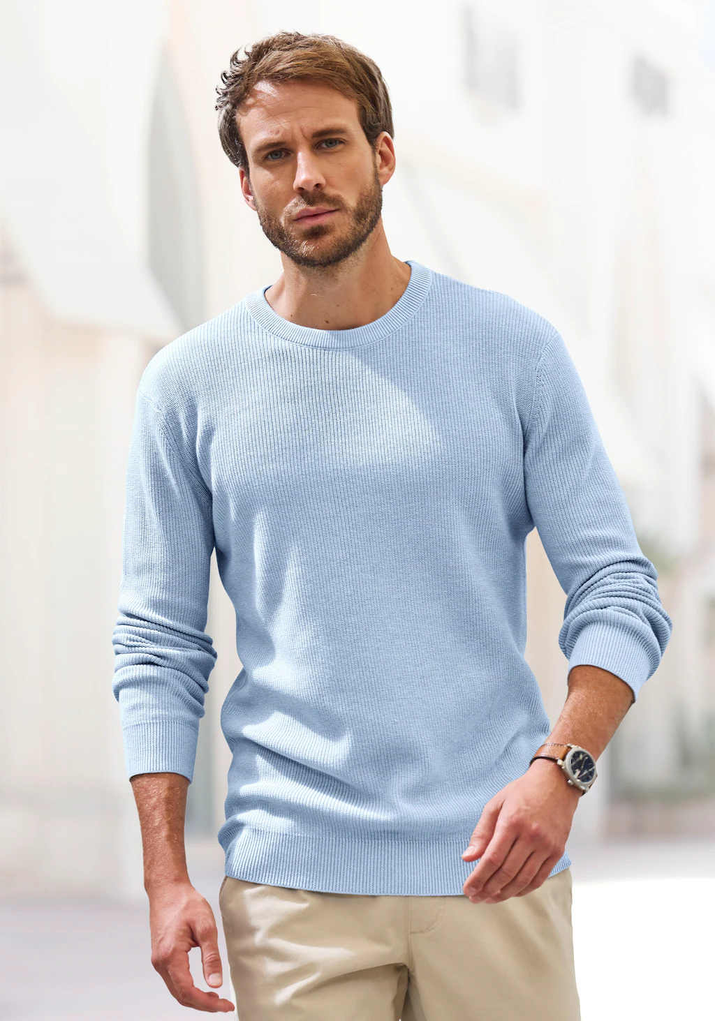 John Devin Strickpullover, Pullover in modischen Farben aus Baumwollmischun günstig online kaufen