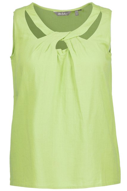 Ulla Popken Spitzenbluse Top drapierte Ausschnitte Rundhals ärmellos günstig online kaufen