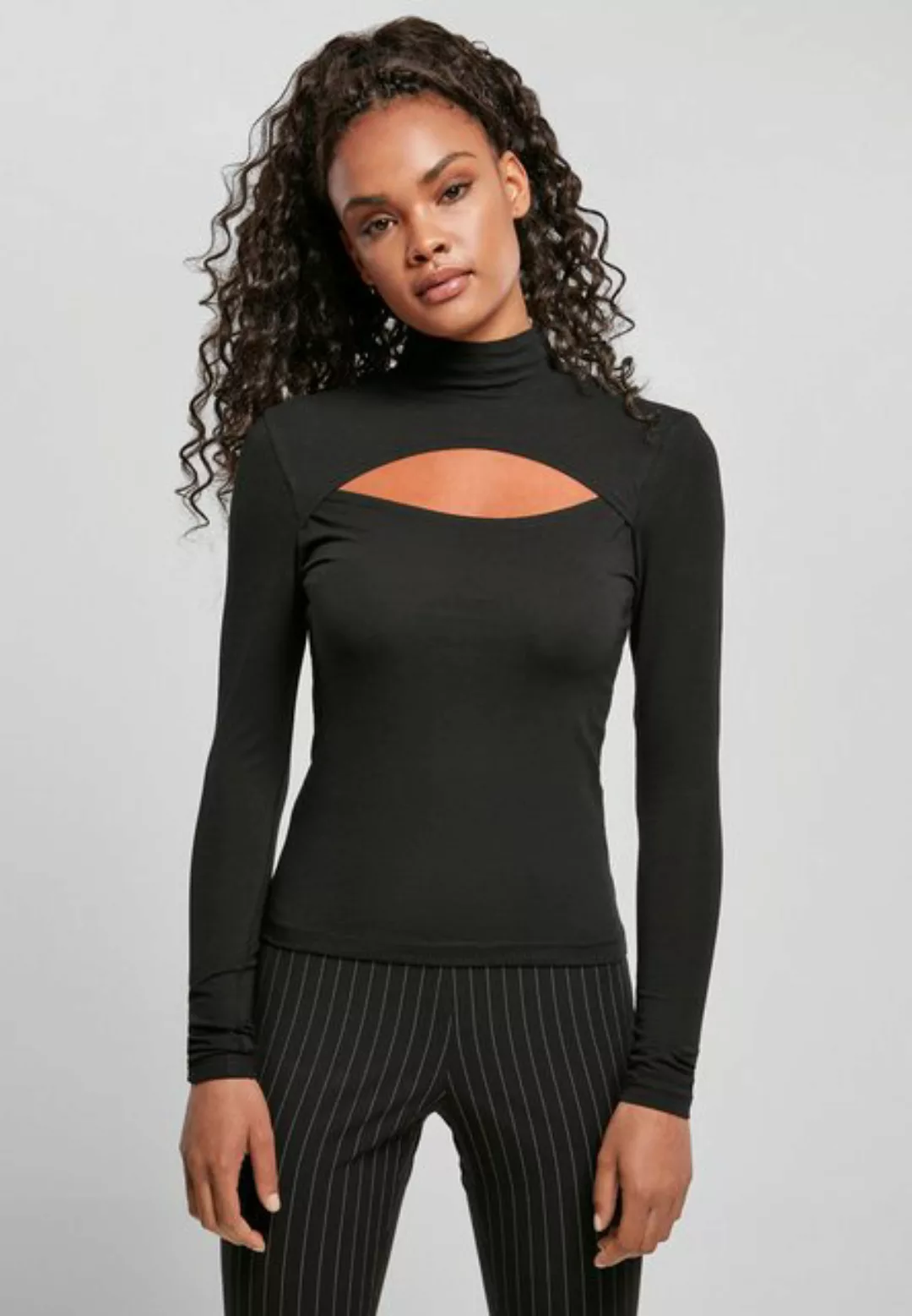 URBAN CLASSICS T-Shirt TB4513 - Ladies Cut-Out Turtleneck Longsleeve black günstig online kaufen