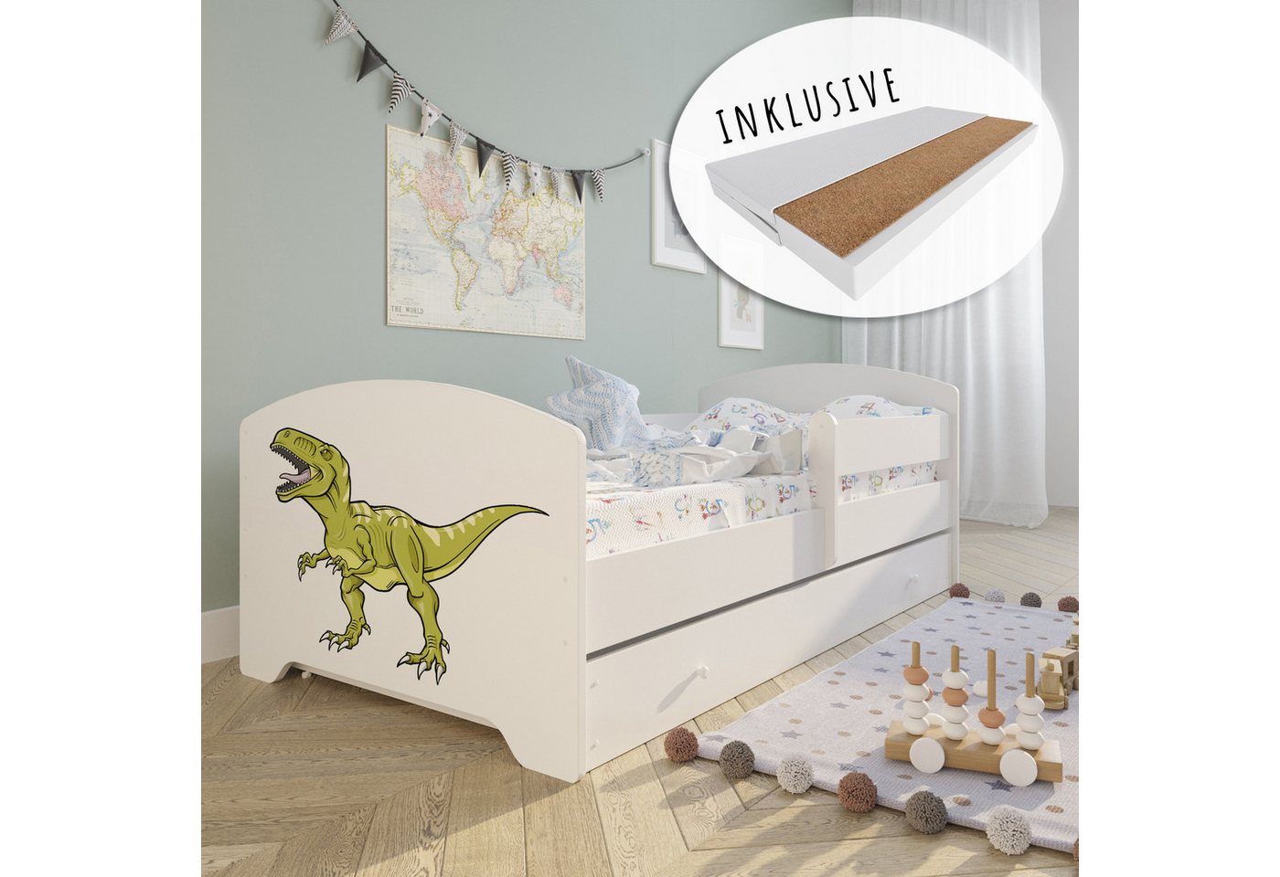 Kids Collective Kinderbett Komplettbett 70x140 cm, 80x160 cm mit Matratze u günstig online kaufen