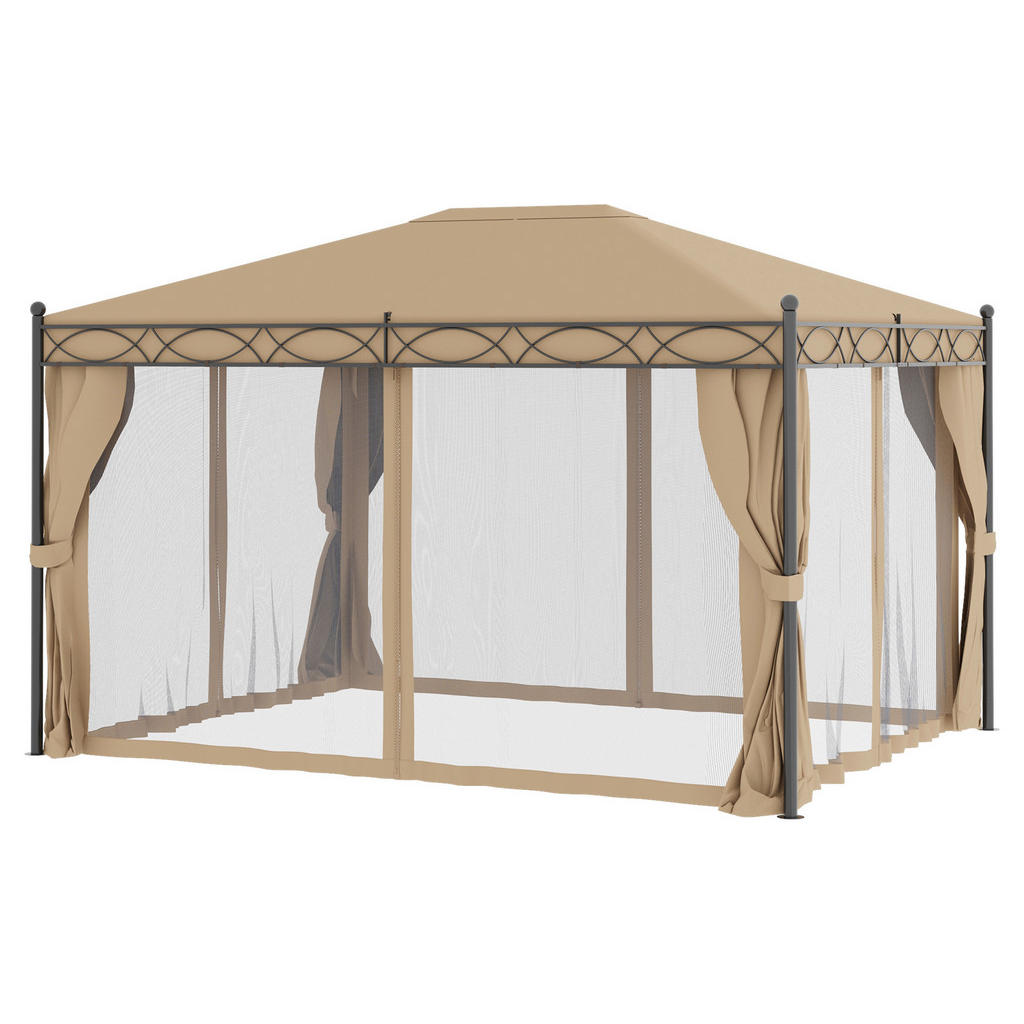 Outsunny Pavillon beige Metall B/H/L: ca. 300x270x400 cm günstig online kaufen