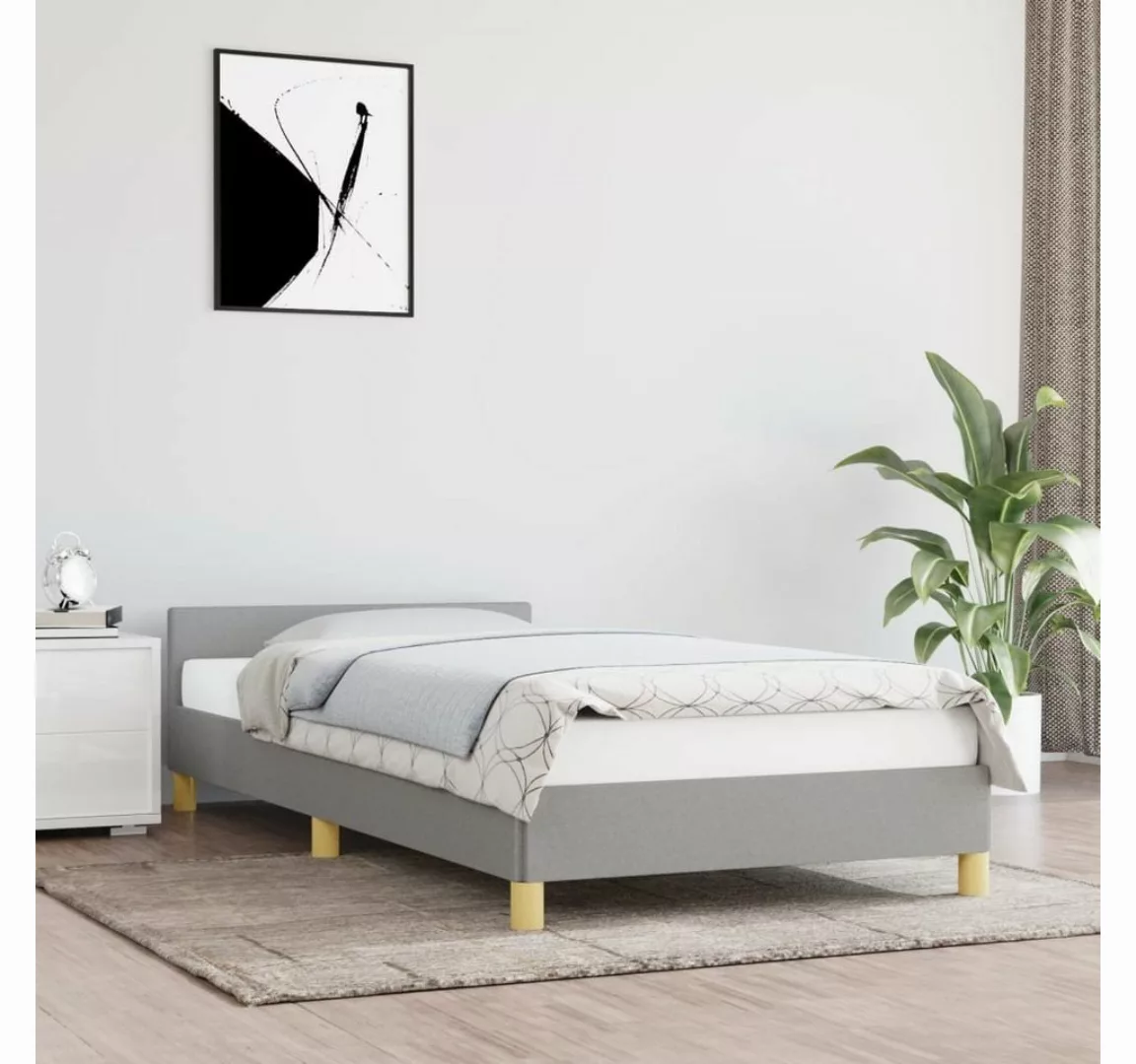 furnicato Bett Bettgestell mit Kopfteil Hellgrau 90x190 cm Stoff günstig online kaufen