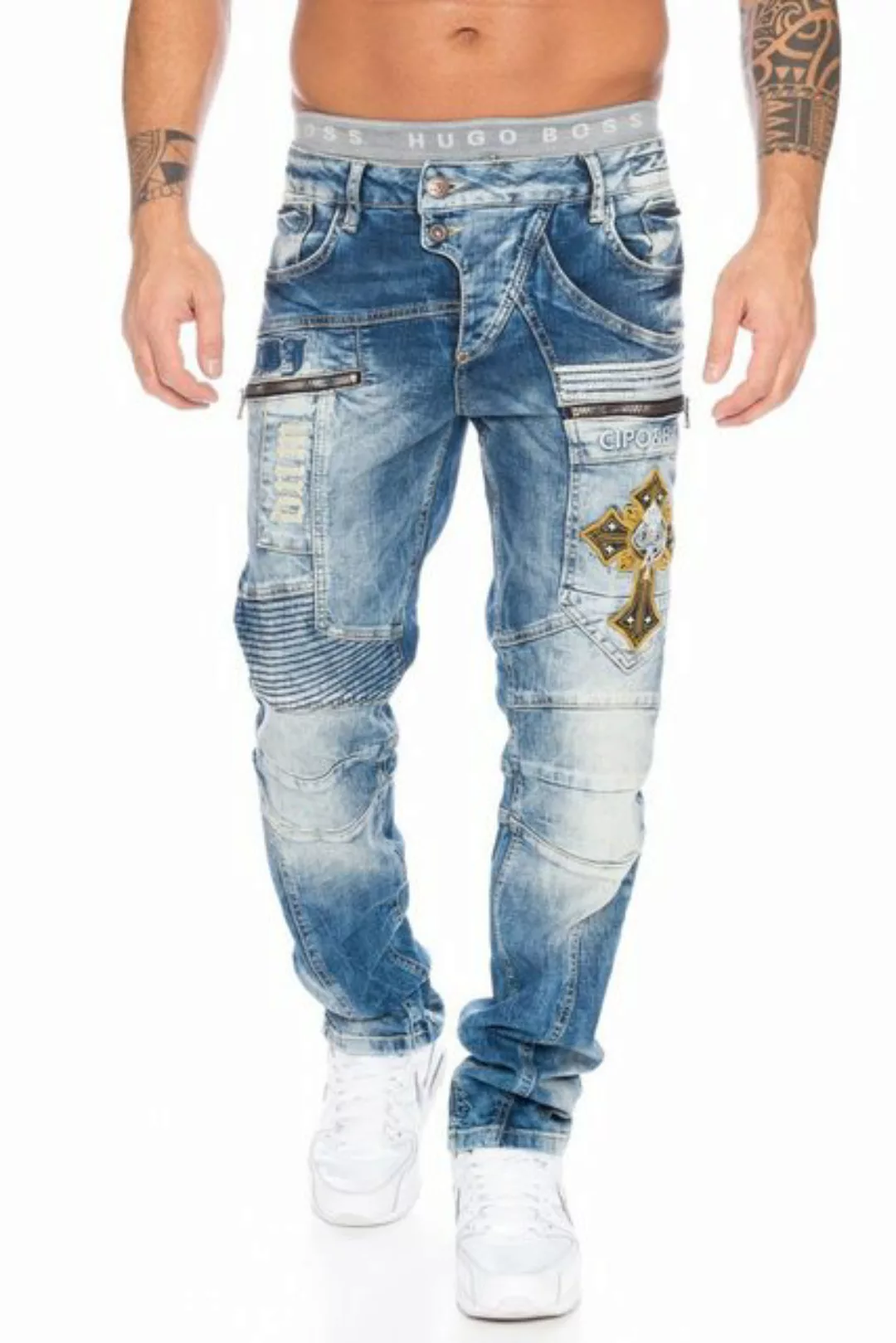 Cipo & Baxx Regular-fit-Jeans Herren Jeans mit aufwendigem Nahtdesign und e günstig online kaufen