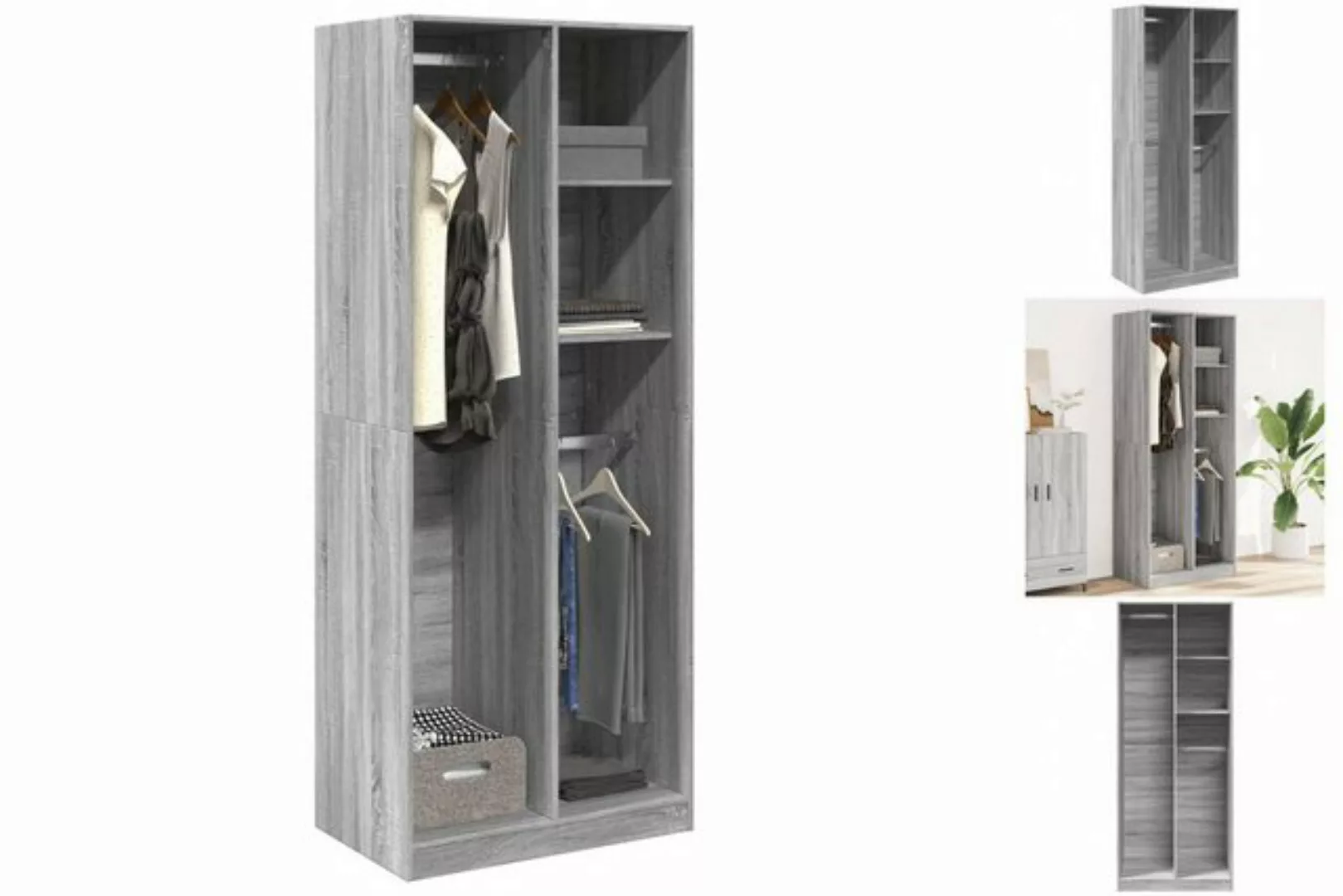 vidaXL Kleiderschrank Kleiderschrank Grau Sonoma 80x50x200 cm Holzwerkstoff günstig online kaufen