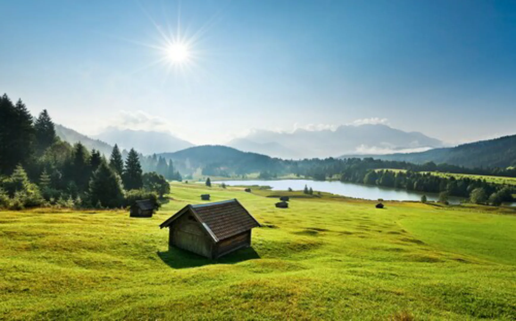 KOMAR Vlies Fototapete - Bergwiese vor Karwendel - Größe 450 x 280 cm mehrf günstig online kaufen