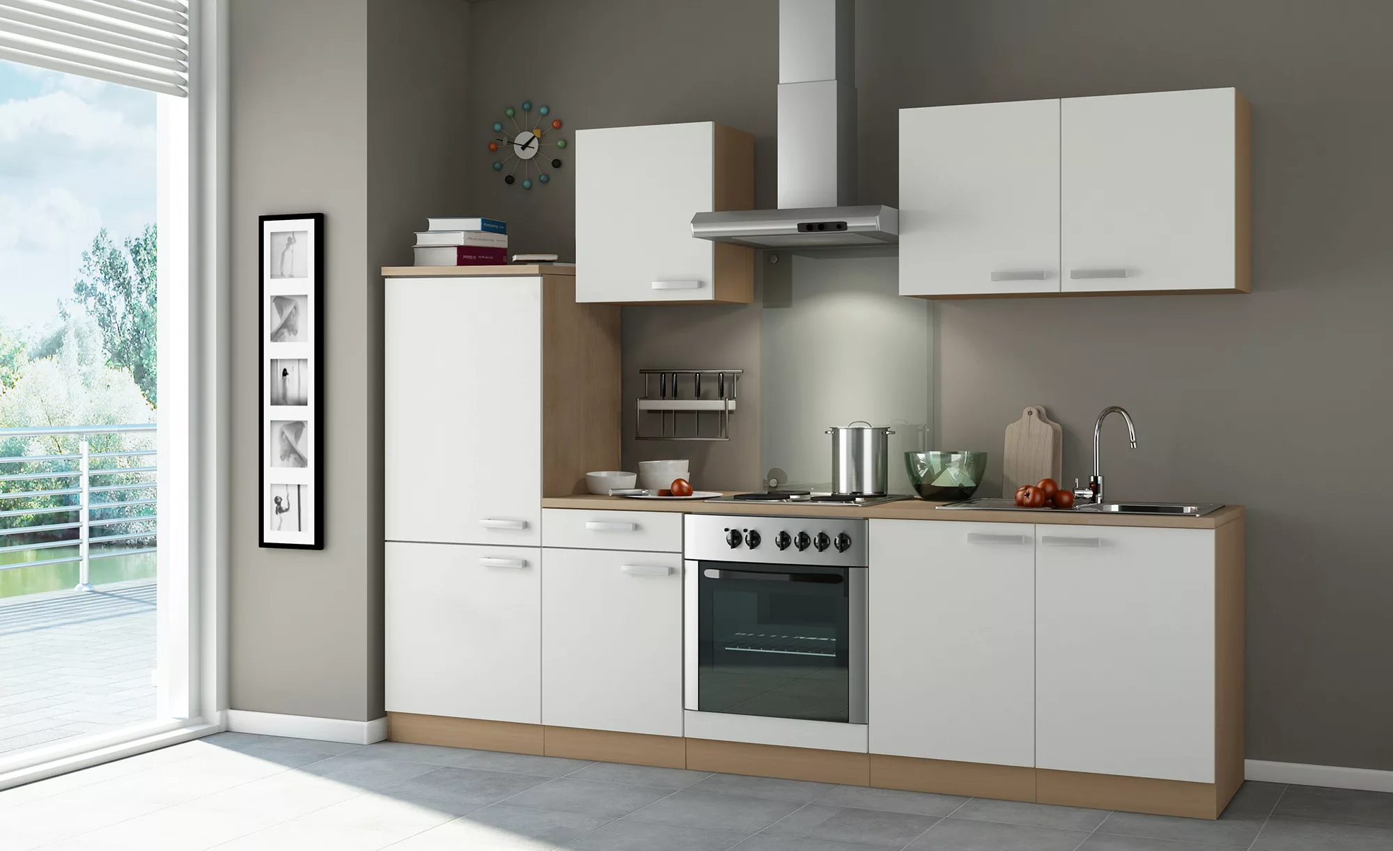Küchenblock ohne Elektrogeräte  Carrara - creme - 270 cm - 199 cm - 60 cm - günstig online kaufen