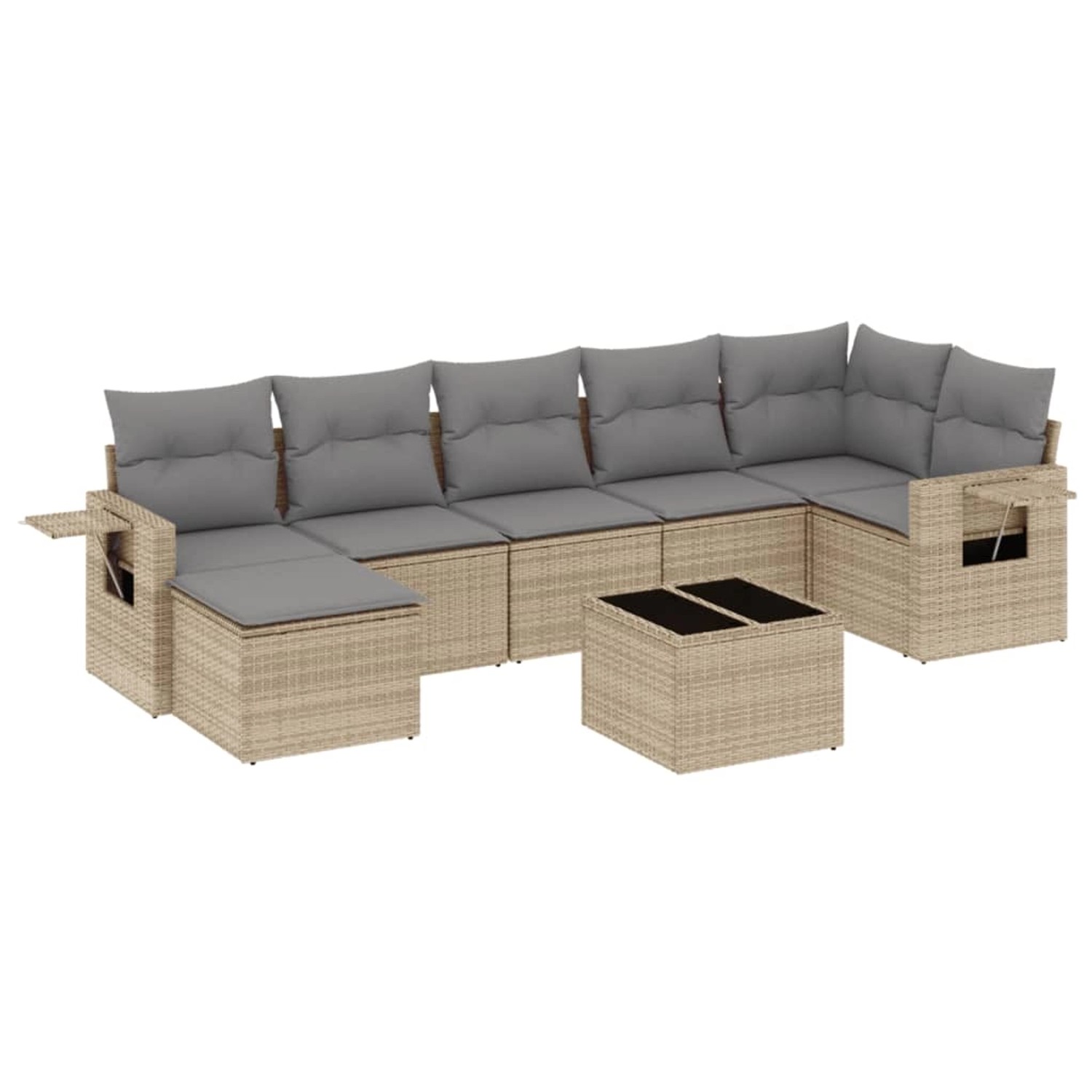 vidaXL 8-Tlg Garten-Sofagarnitur mit Kissen Beige Poly Rattan 3220488 günstig online kaufen