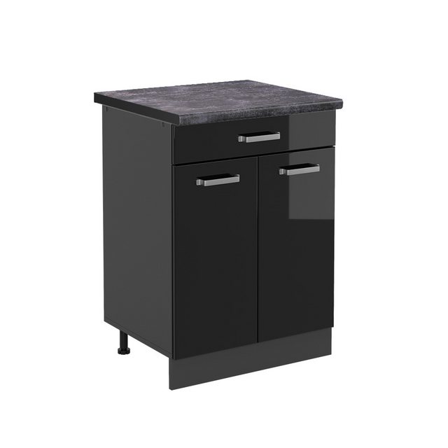 Vicco Unterschrank R-Line, Schwarz Hochglanz/Anthrazit, 60 cm, AP Anthrazit günstig online kaufen