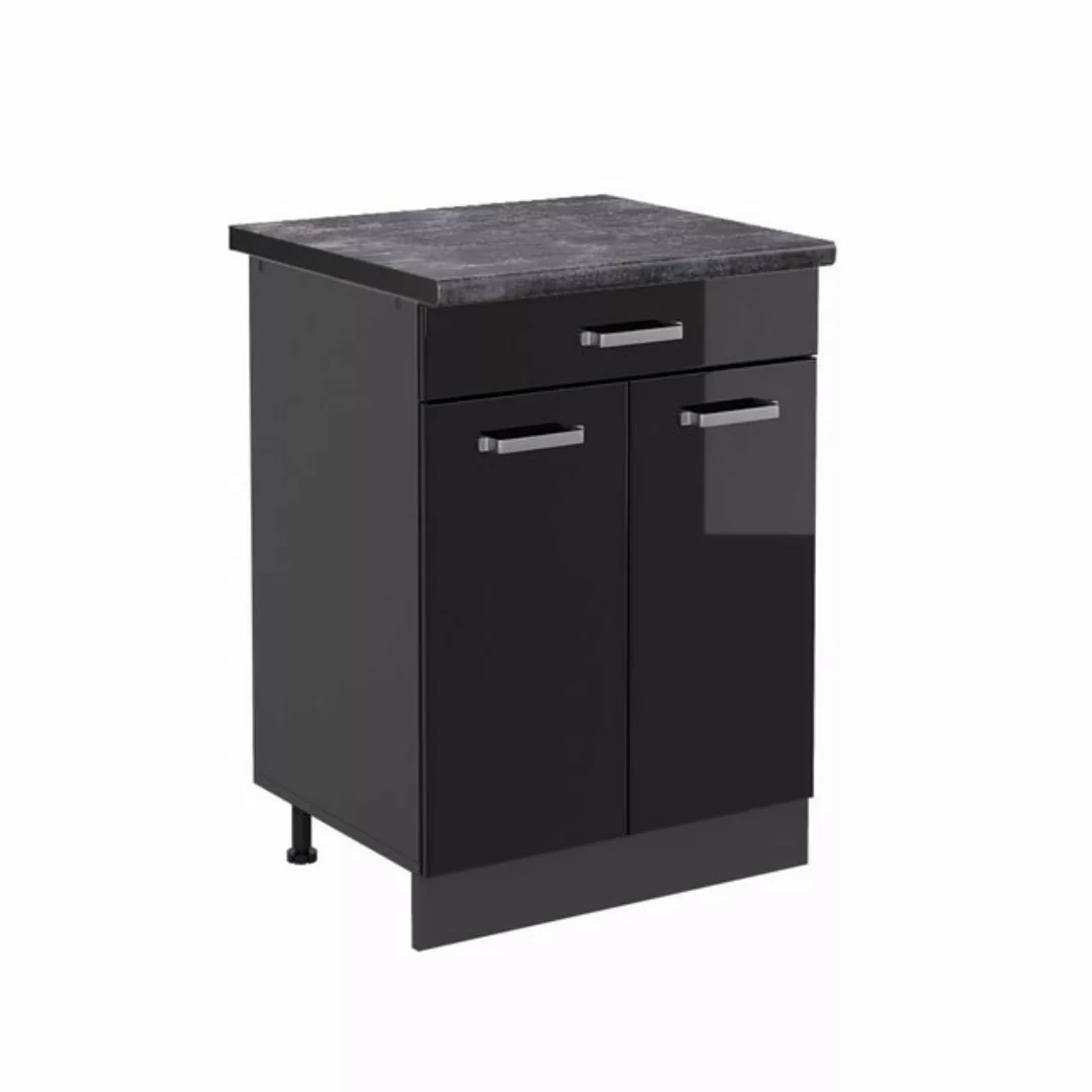 Vicco Unterschrank R-Line, Schwarz Hochglanz/Anthrazit, 60 cm, AP Anthrazit günstig online kaufen