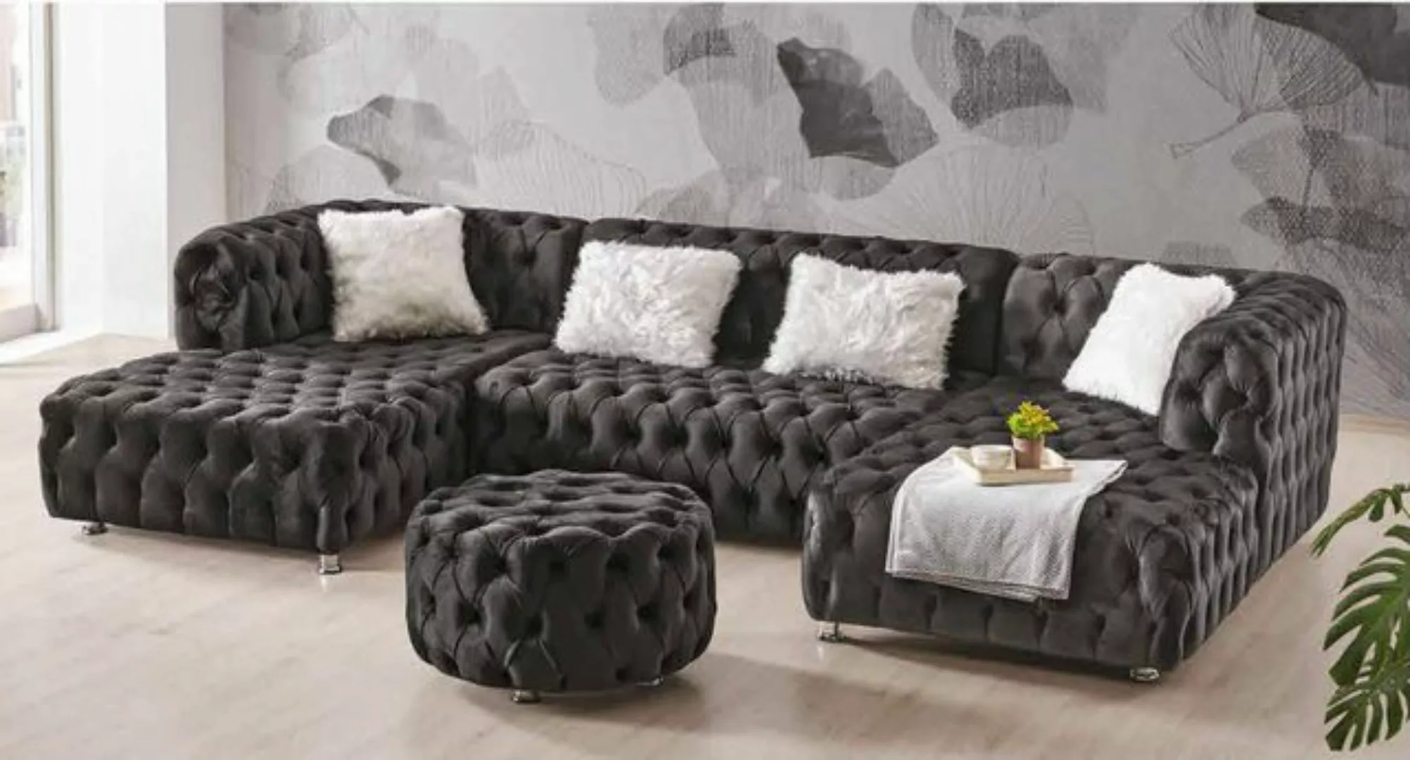 Benedo Chesterfield-Sofa Valentino U Ecksofa, ChesterfieldOptik günstig online kaufen