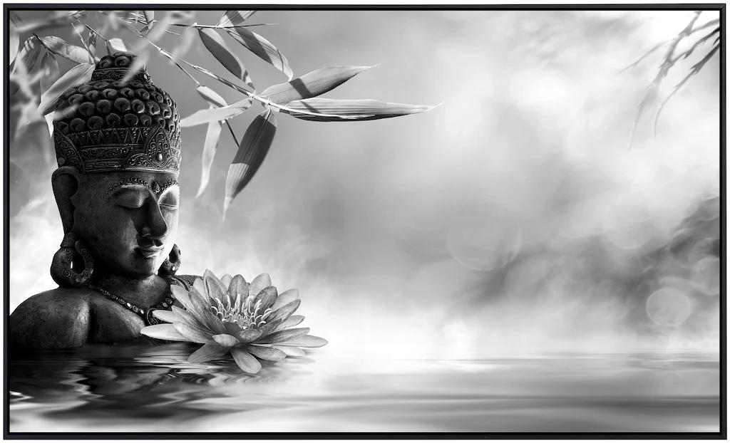 Papermoon Infrarotheizung »Buddah Figur mit Blume Schwarz & Weiß«, sehr ang günstig online kaufen