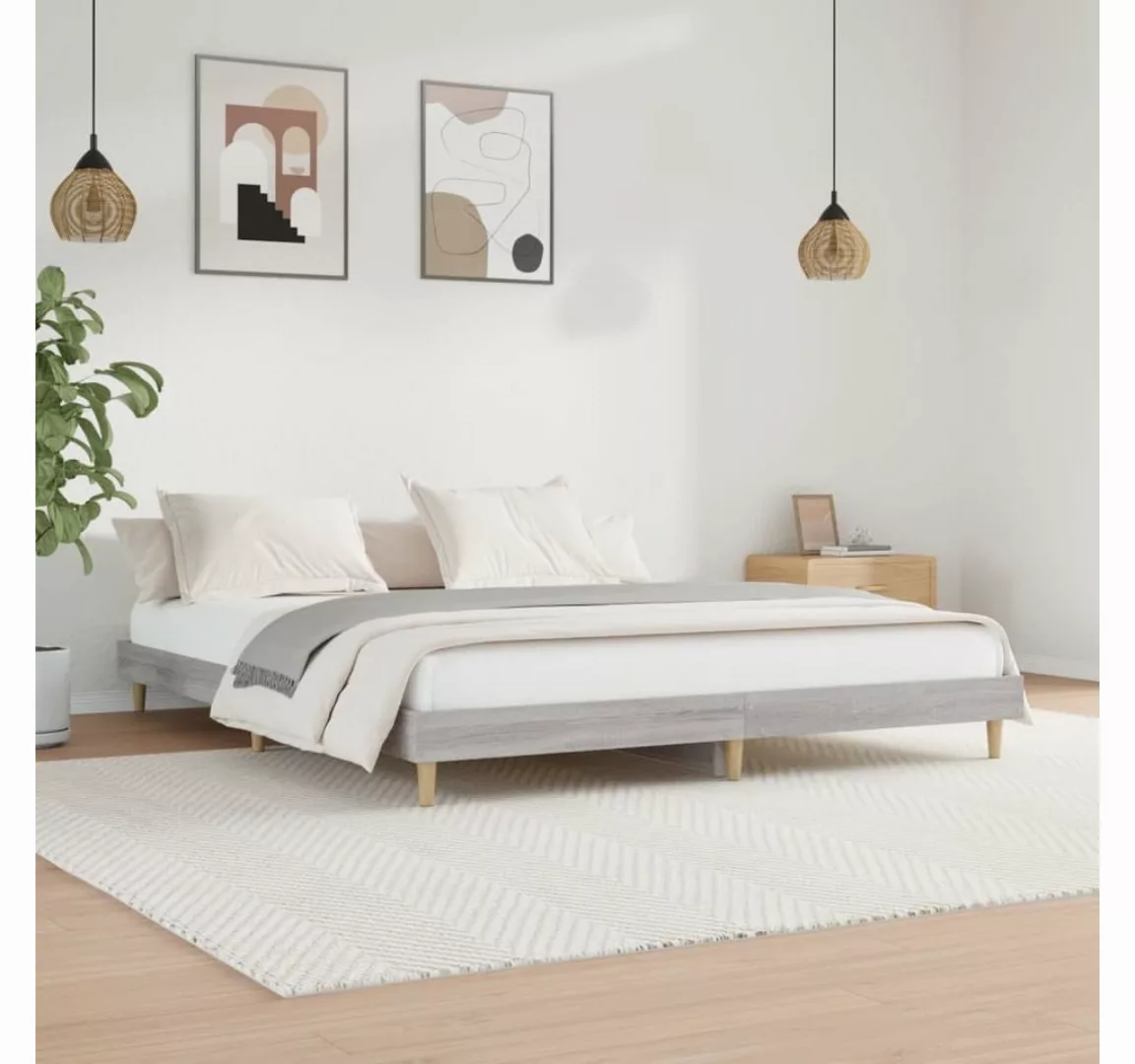 furnicato Bett Bettgestell Grau Sonoma 160x200 cm Holzwerkstoff günstig online kaufen