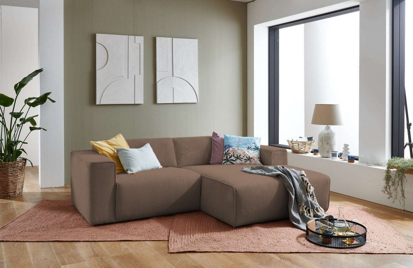 andas Ecksofa "Noord", mit Kedernaht, Breite 234 cm, Cord, Struktur, Websto günstig online kaufen