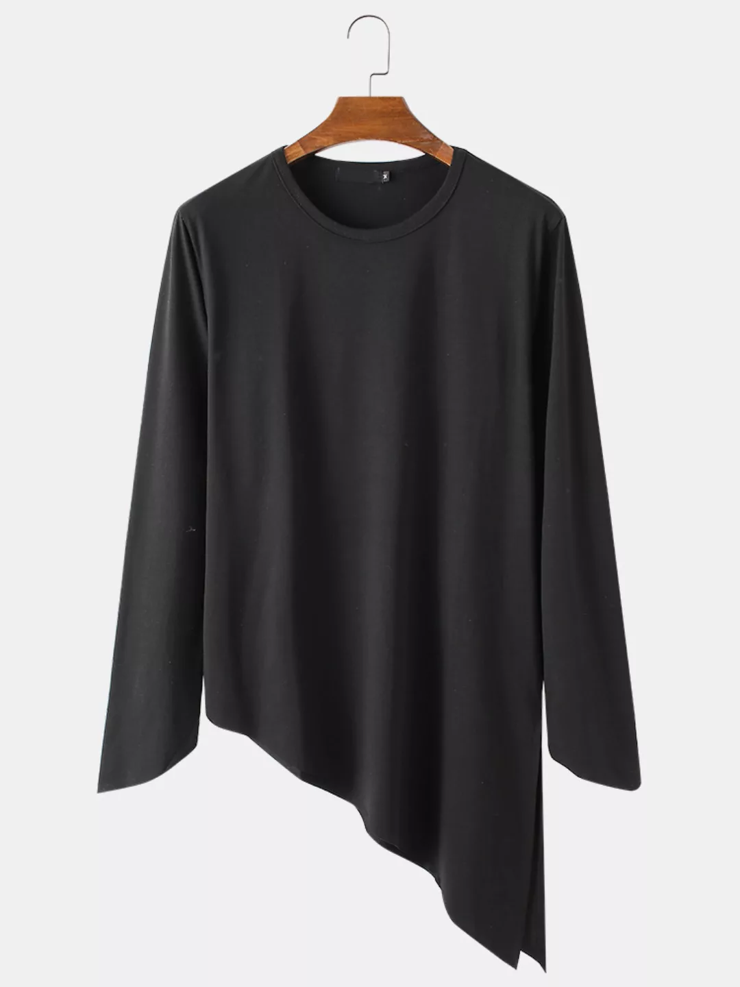 Herren Modal Plain Irregular Hem Casual Fit Rundhals-Langarm-T-Shirt günstig online kaufen