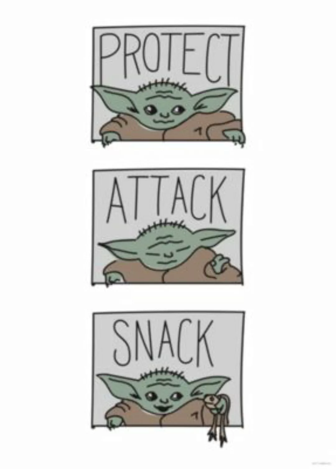 KOMAR Wandbild - Mandalorian The Child Protect Attack Snack - Größe: 50 x 7 günstig online kaufen