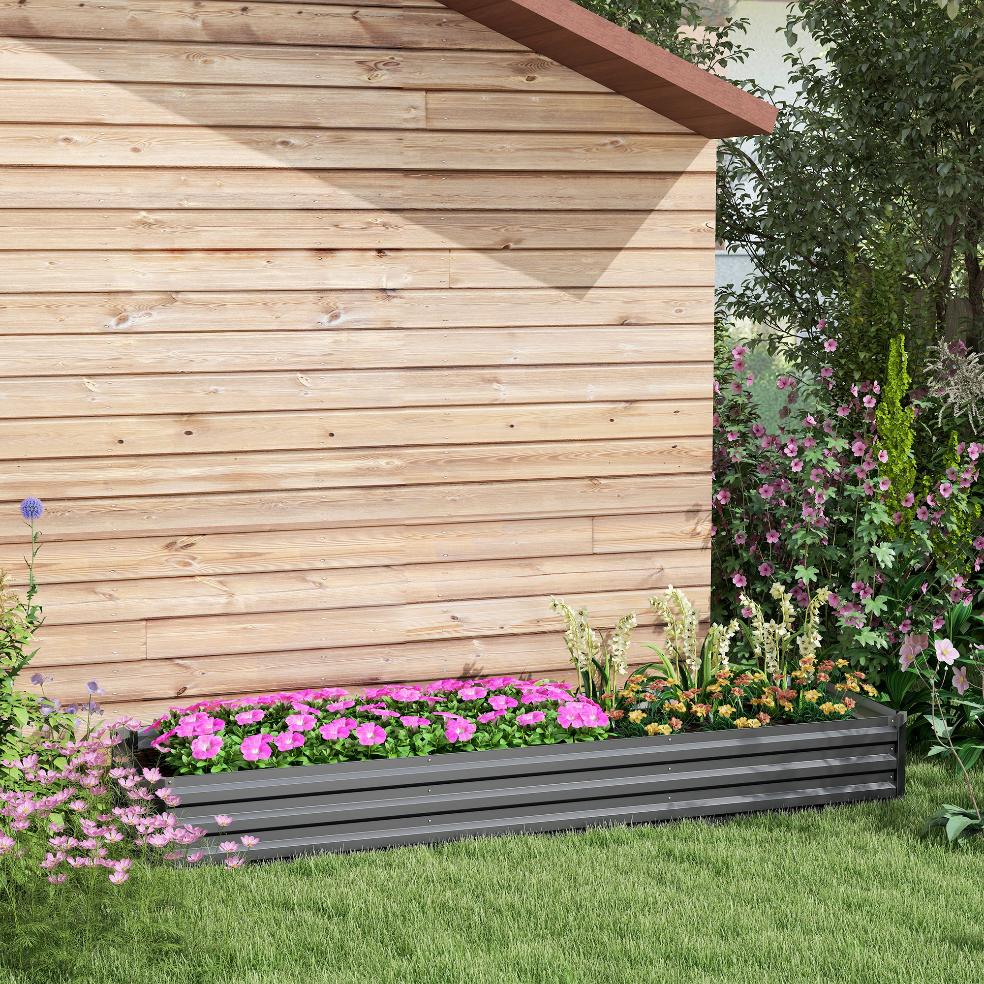 Outsunny Rechteckiges Hochbeet, erhöhtes Gartenbeet aus verzinktem Stahl, o günstig online kaufen