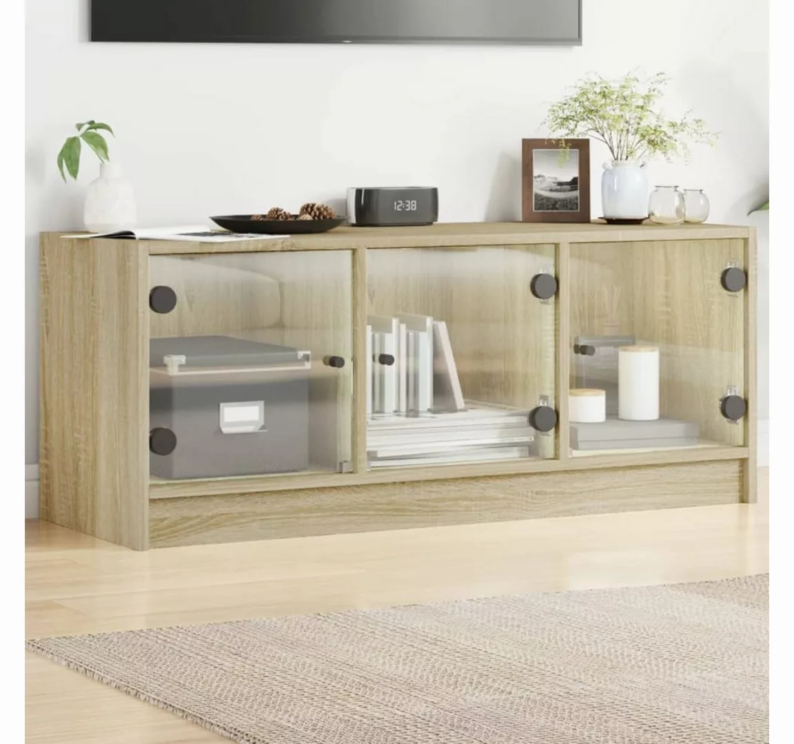 vidaXL TV-Schrank TV-Schrank mit Glastüren Sonoma Eiche 102x37x42 cm günstig online kaufen