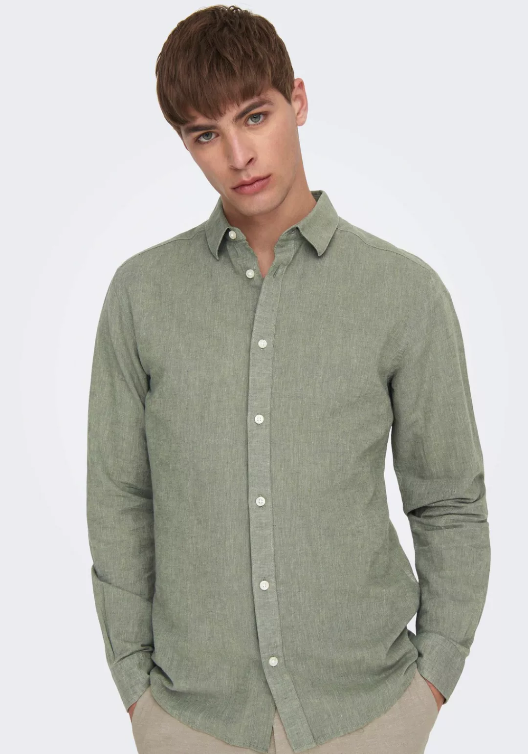 ONLY & SONS Langarmhemd ONSCAIDEN LS SOLID LINEN SHIRT NOOS günstig online kaufen