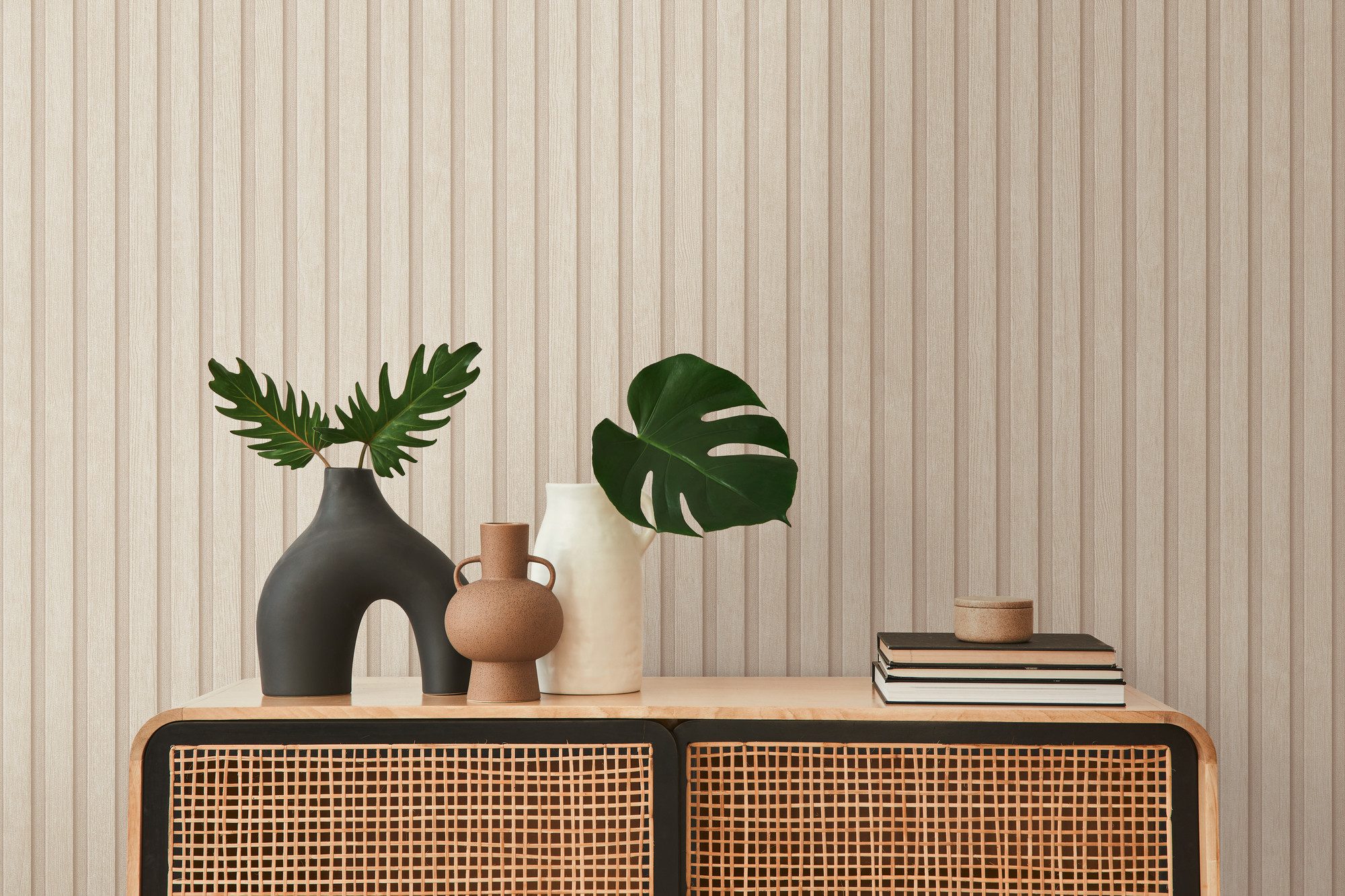 Bricoflor Akustikpaneele Tapete Creme Beige Ideal für Schlafzimmer und Büro günstig online kaufen