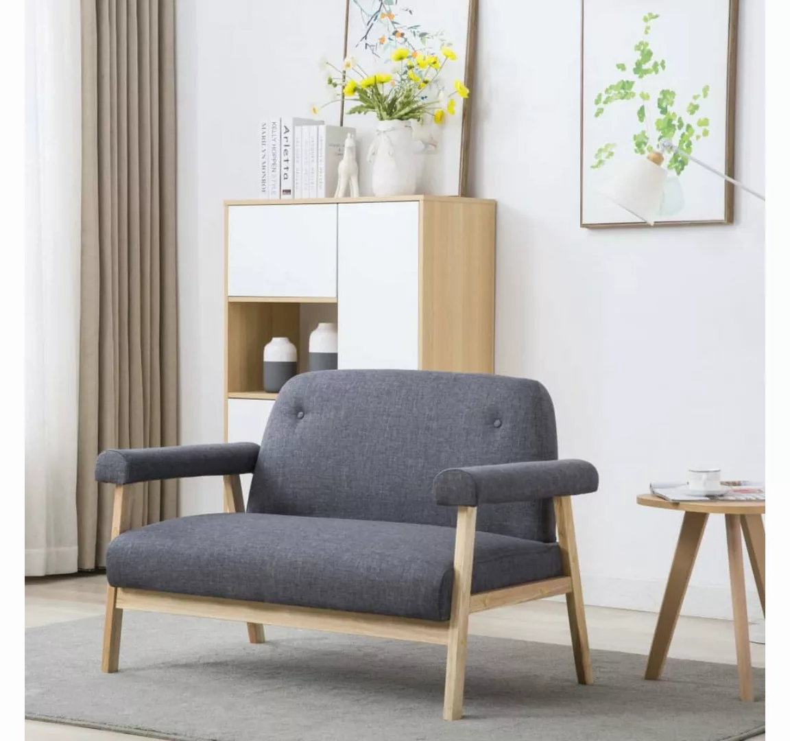 vidaXL Sofa 2-Sitzer-Sofa Stoff Dunkelgrau Couch günstig online kaufen