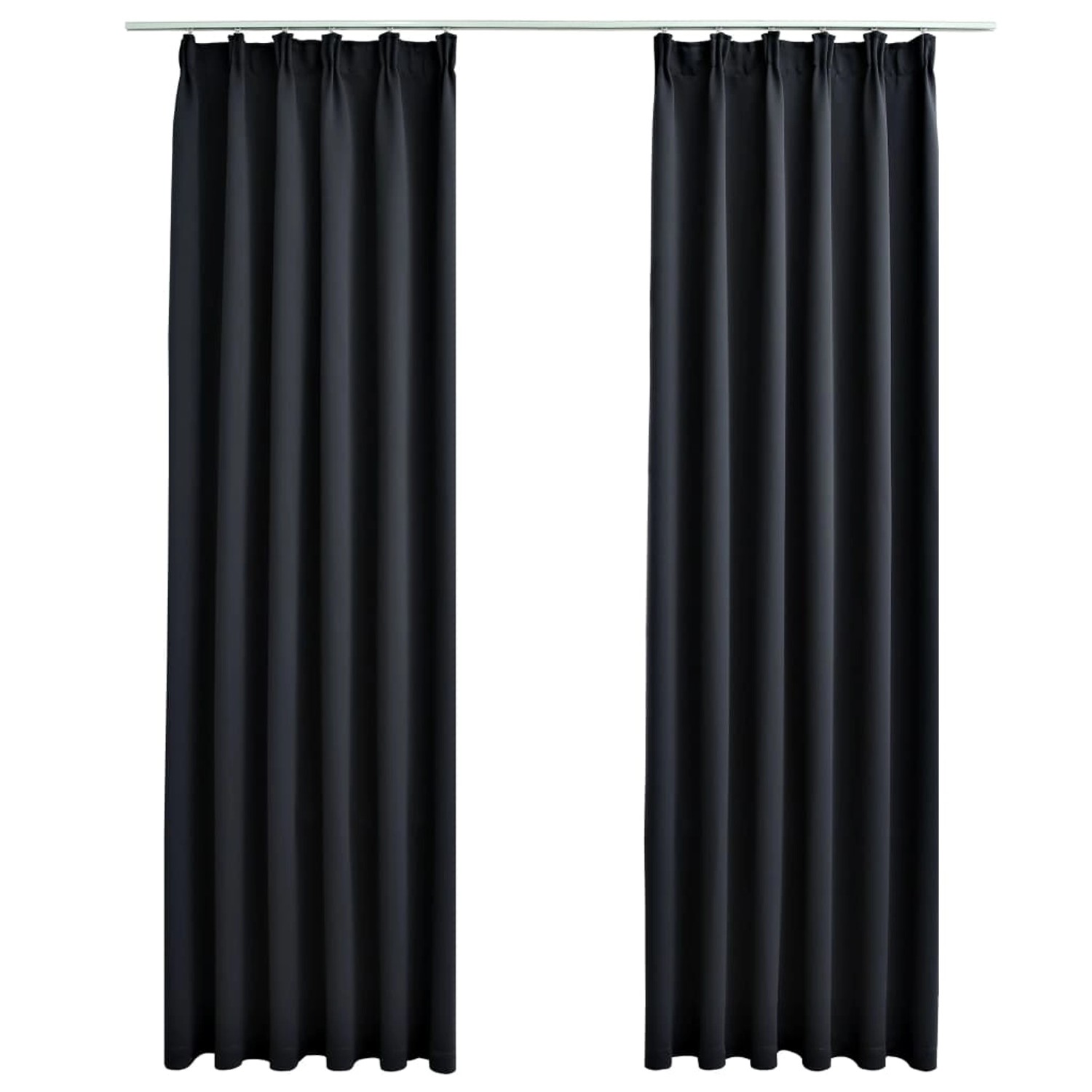 vidaXL Verdunkelungsvorhänge mit Haken 2 Stk Schwarz 140x245cm günstig online kaufen