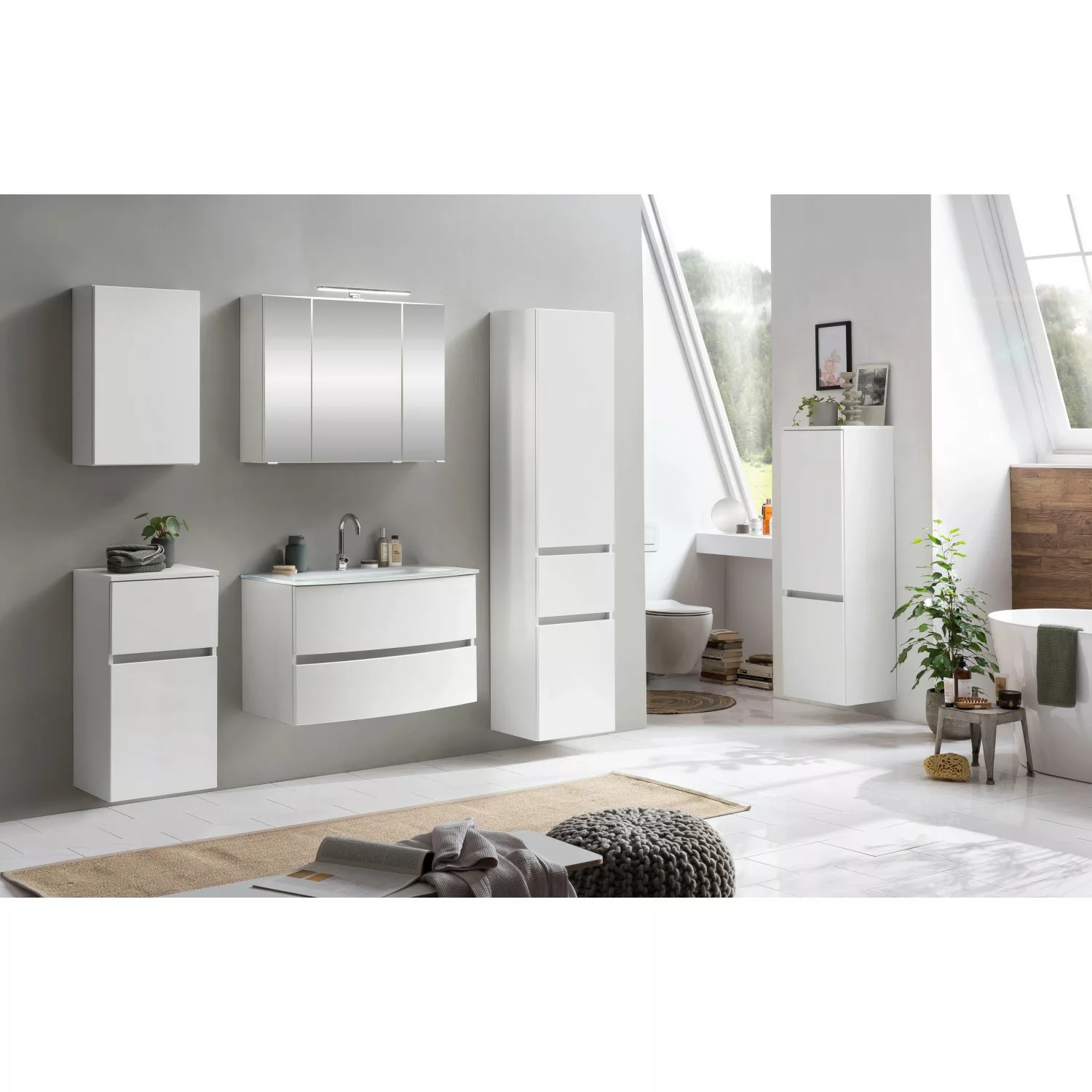 Held Möbel Waschtisch-Set Salerno 80 cm x 200 cm x 49 cm Weiß mit Becken We günstig online kaufen