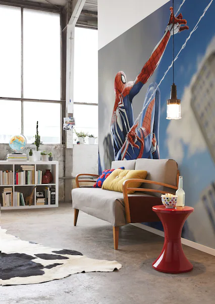 Komar Vlies Fototapete Marvel Spider-Man Spider Web Shooting Bunt günstig online kaufen