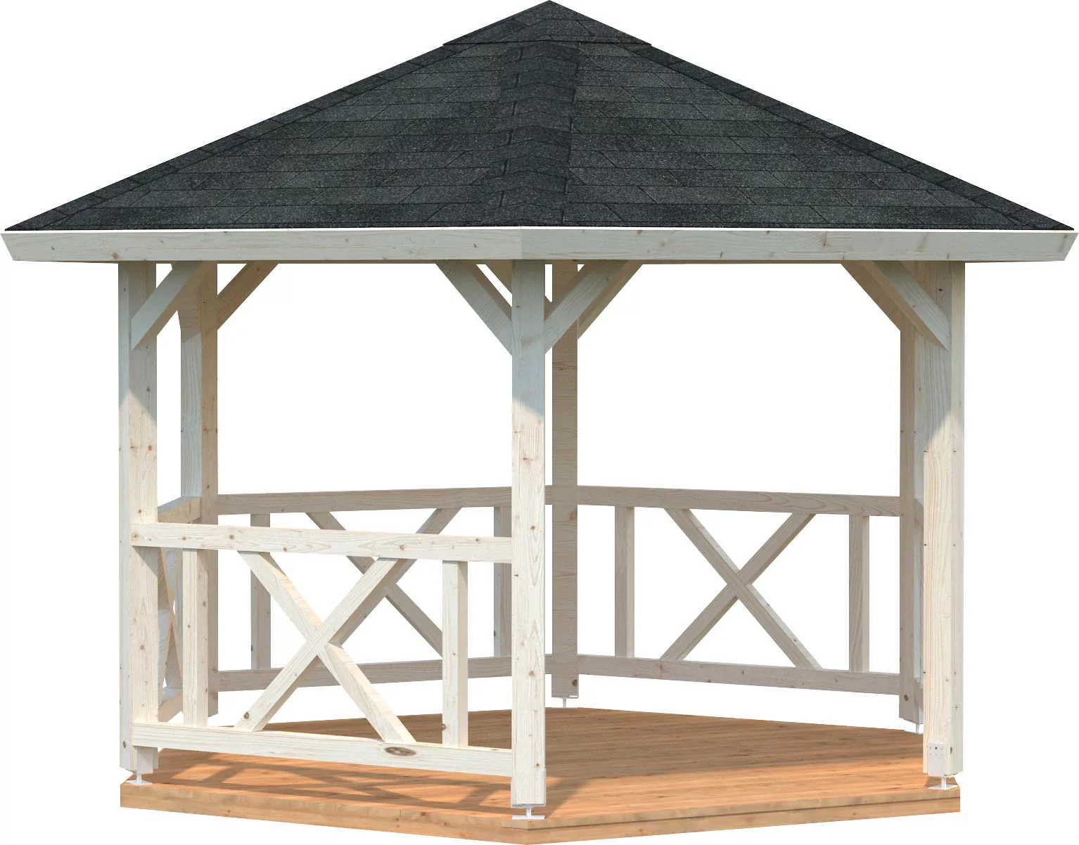 Palmako Holz-Pavillon Betty Natur unbehandelt 337 cm x 423 cm ohne Fußboden günstig online kaufen