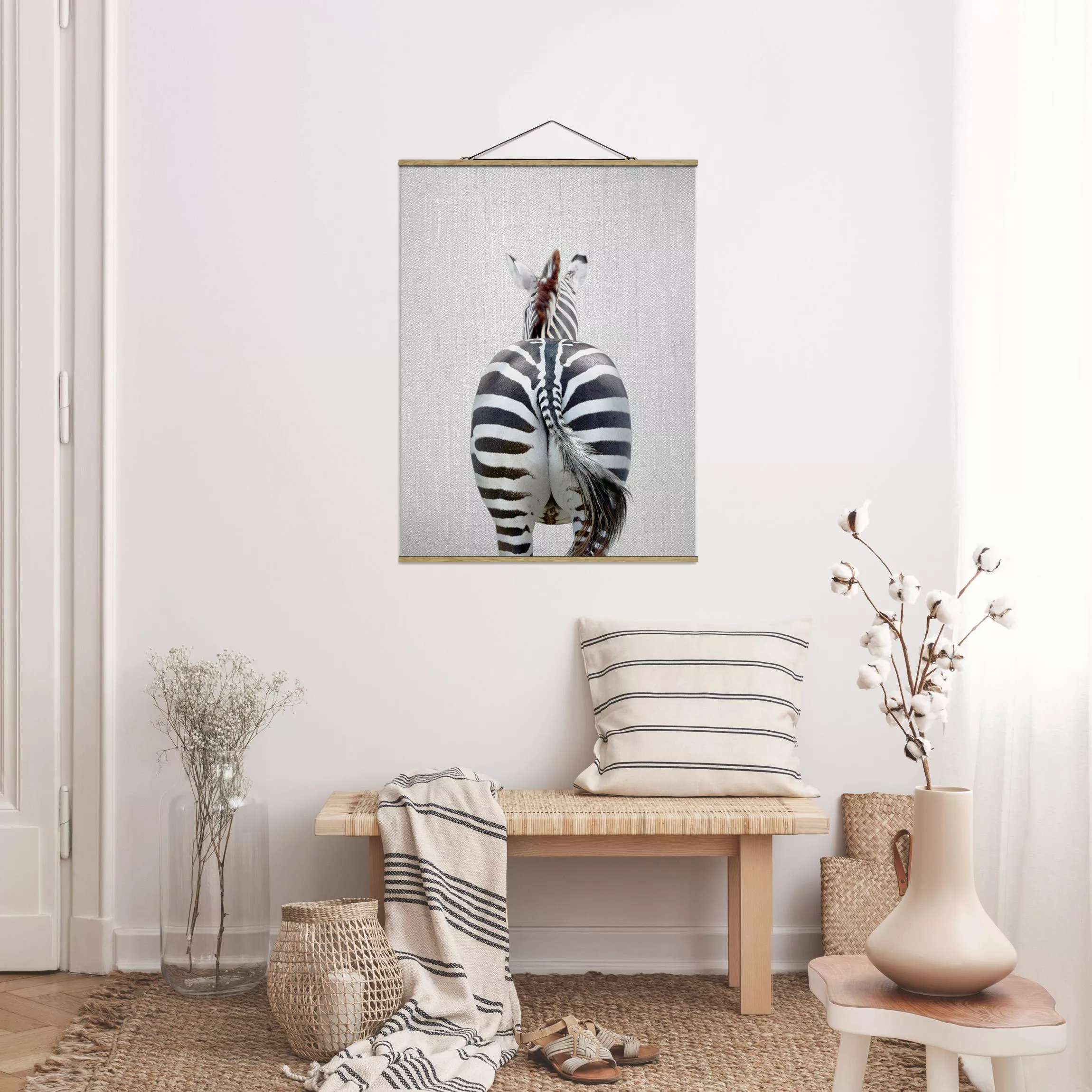 Stoffbild mit Posterleisten Zebra von hinten günstig online kaufen