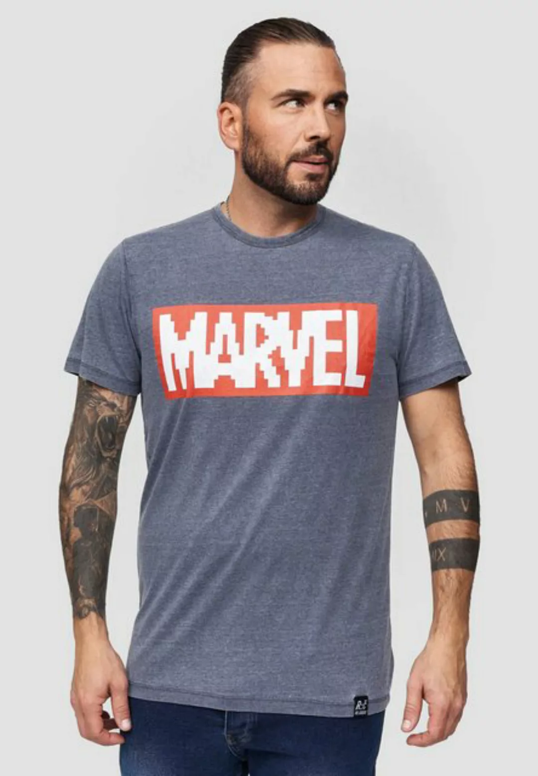 Recovered T-Shirt Marvel Pixel Logo GOTS zertifizierte Bio-Baumwolle günstig online kaufen