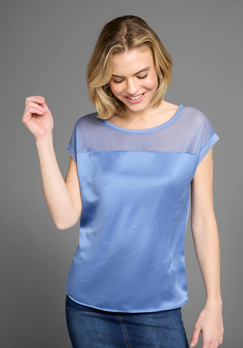 Laura Scott Shirtbluse mit Meshpart günstig online kaufen