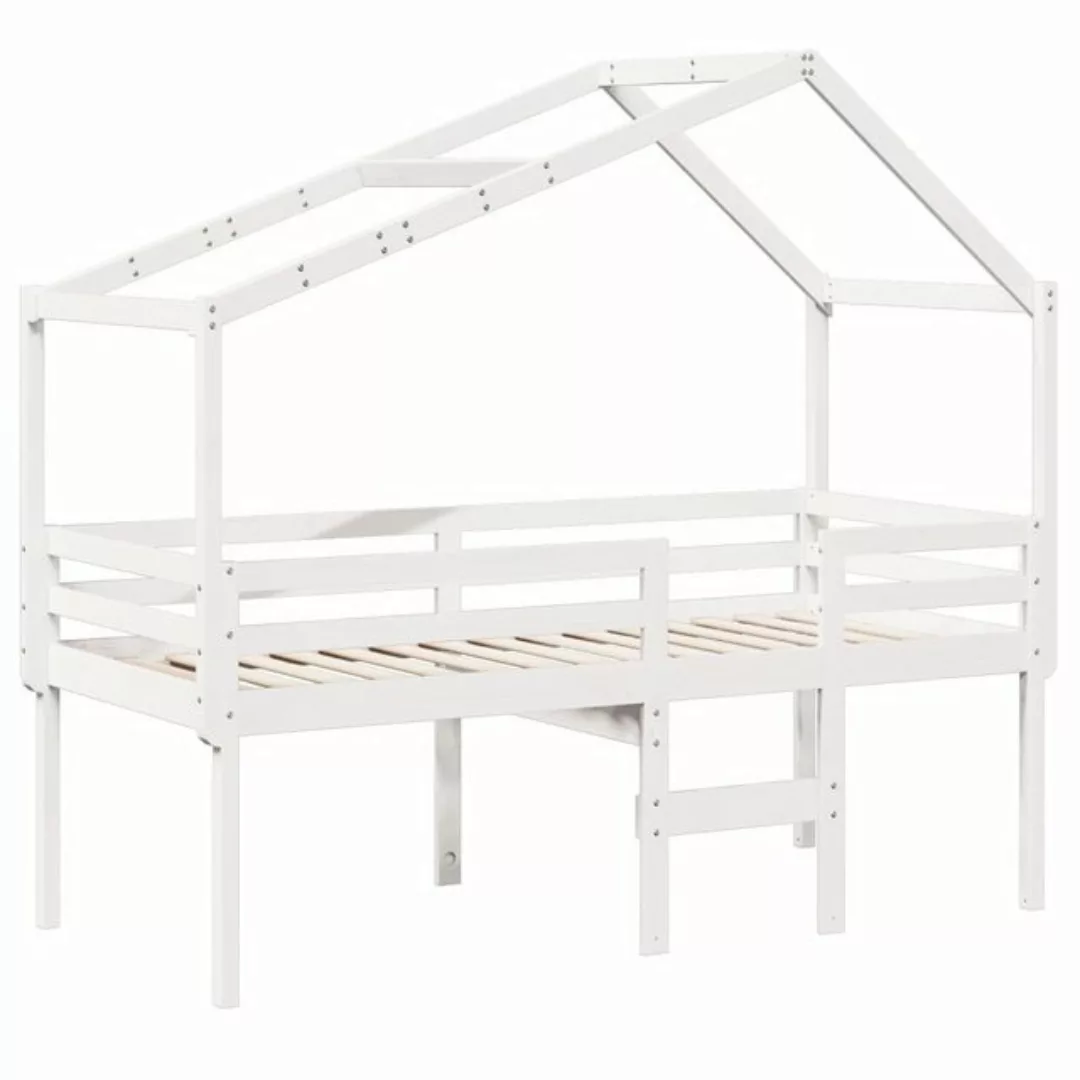 vidaXL Bett Hochbett mit Dach Weiß 80x200 cm Massivholz Kiefer günstig online kaufen