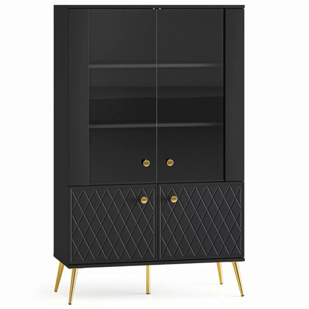 Lomadox Vitrine ELKO-131 schwarz matt, goldfarbene Griffe, 92 cm breit, Fro günstig online kaufen