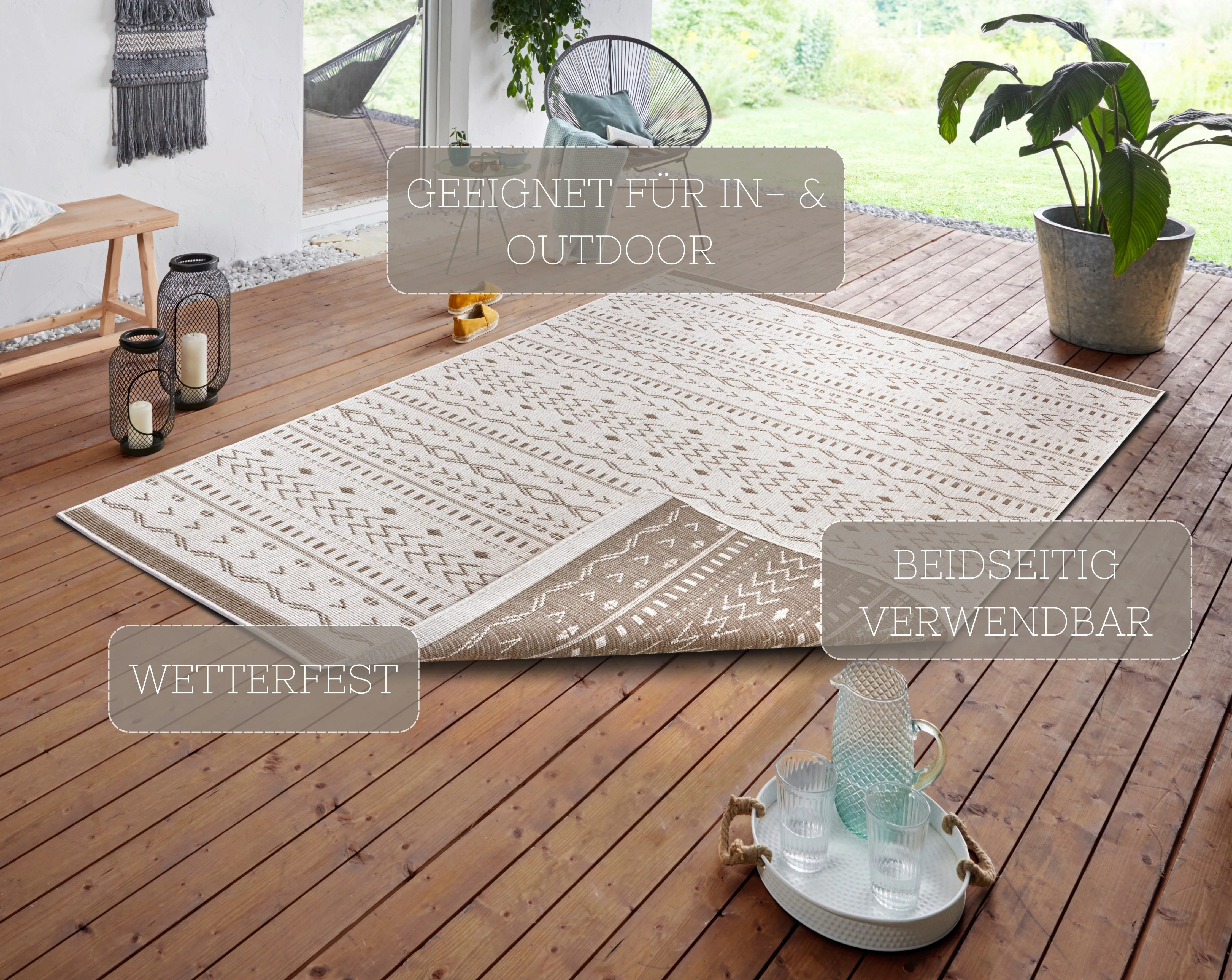 NORTHRUGS Teppich »Kuba Wendeteppich«, rechteckig, 5 mm Höhe, In-& Outdoor, günstig online kaufen