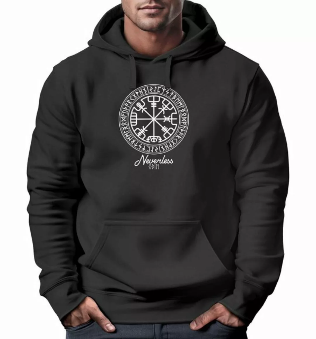 Neverless Hoodie Hoodie Herren Wikinger Symbol Runen Wegweiser Kapuzen-Pull günstig online kaufen