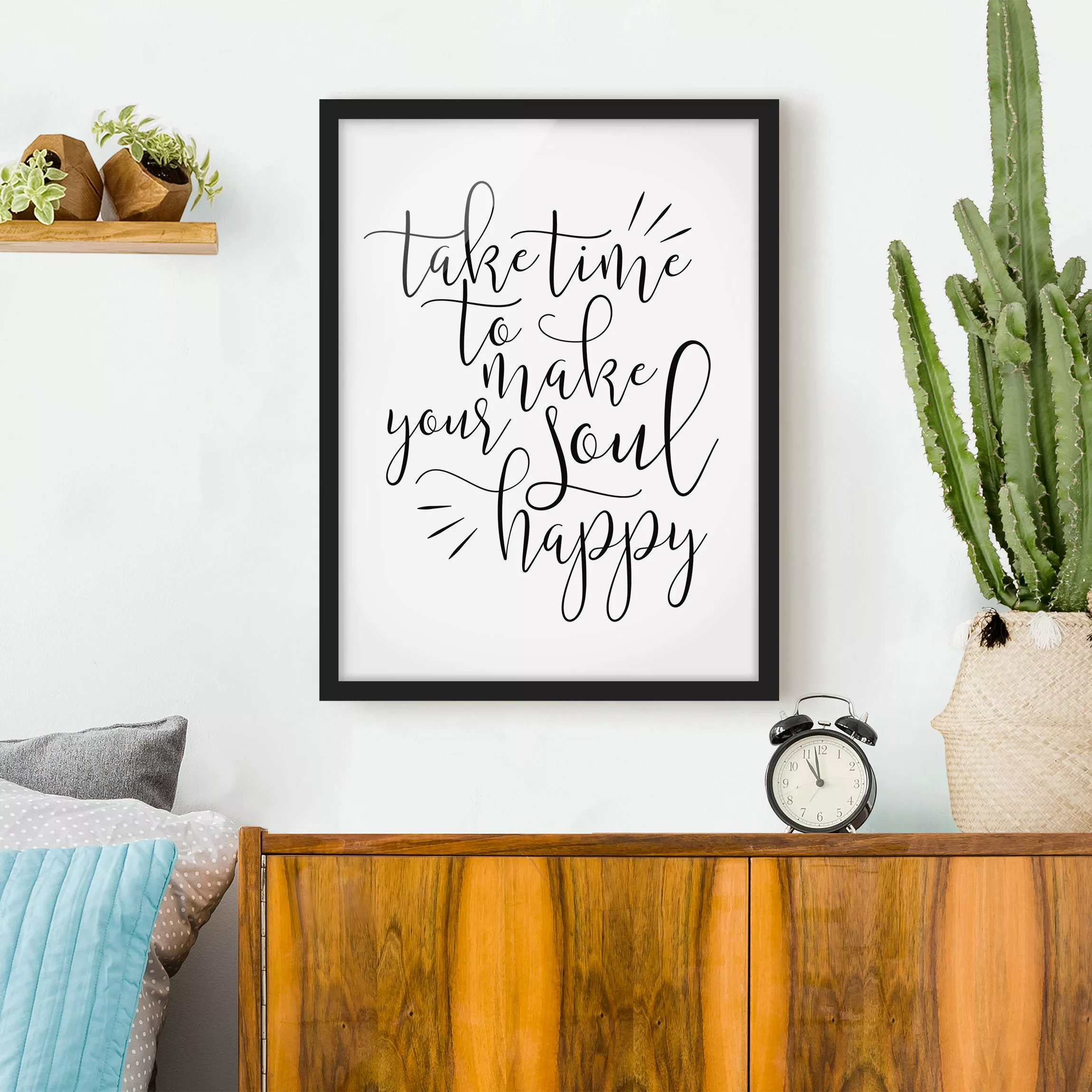 Bild mit Rahmen Spruch - Hochformat Take time to make your soul happy günstig online kaufen