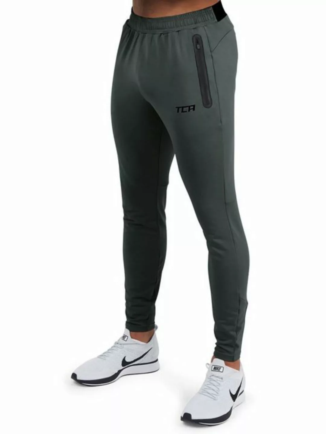 TCA Laufhose TCA Herren Jogginghosen mit Reißverschlusstaschen - Dunkelgrün günstig online kaufen