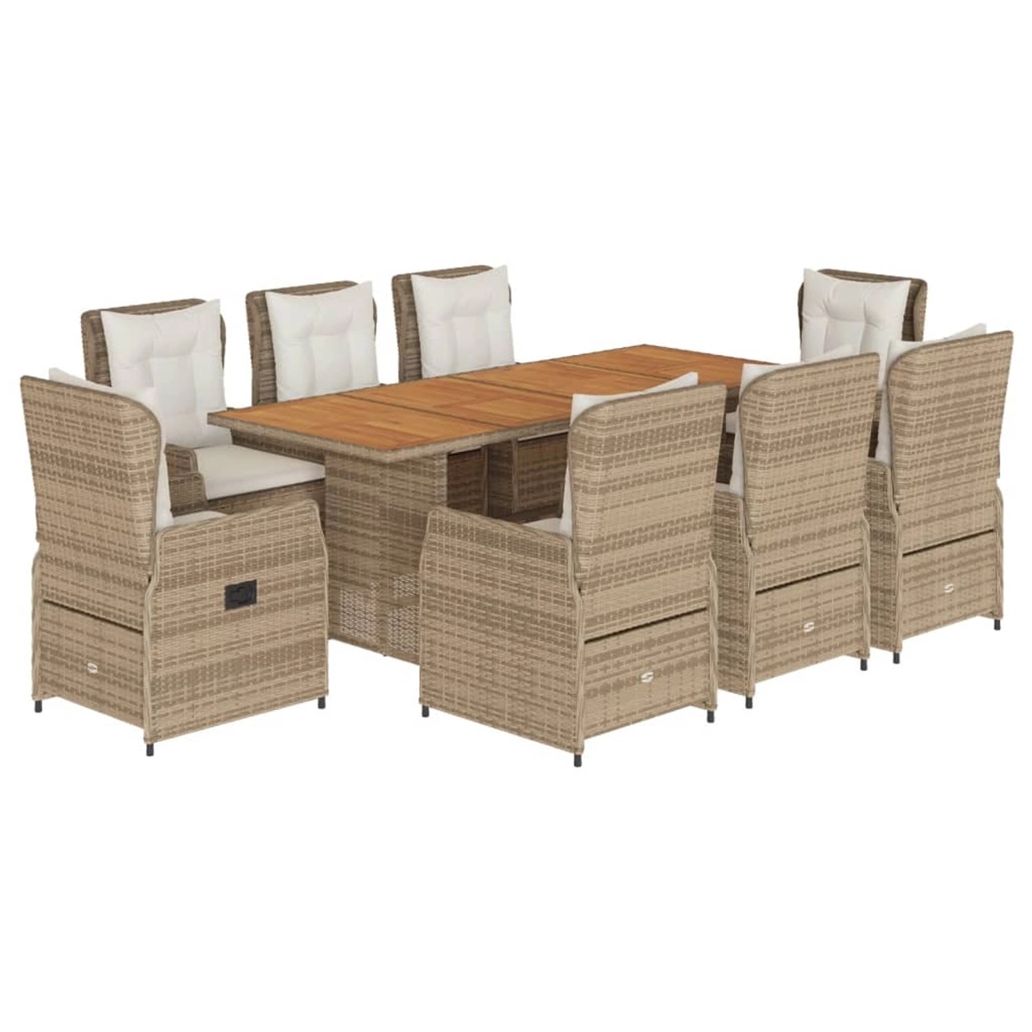 vidaXL 9-tlg Garten-Essgruppe mit Kissen Beige Poly Rattan Modell 45 günstig online kaufen