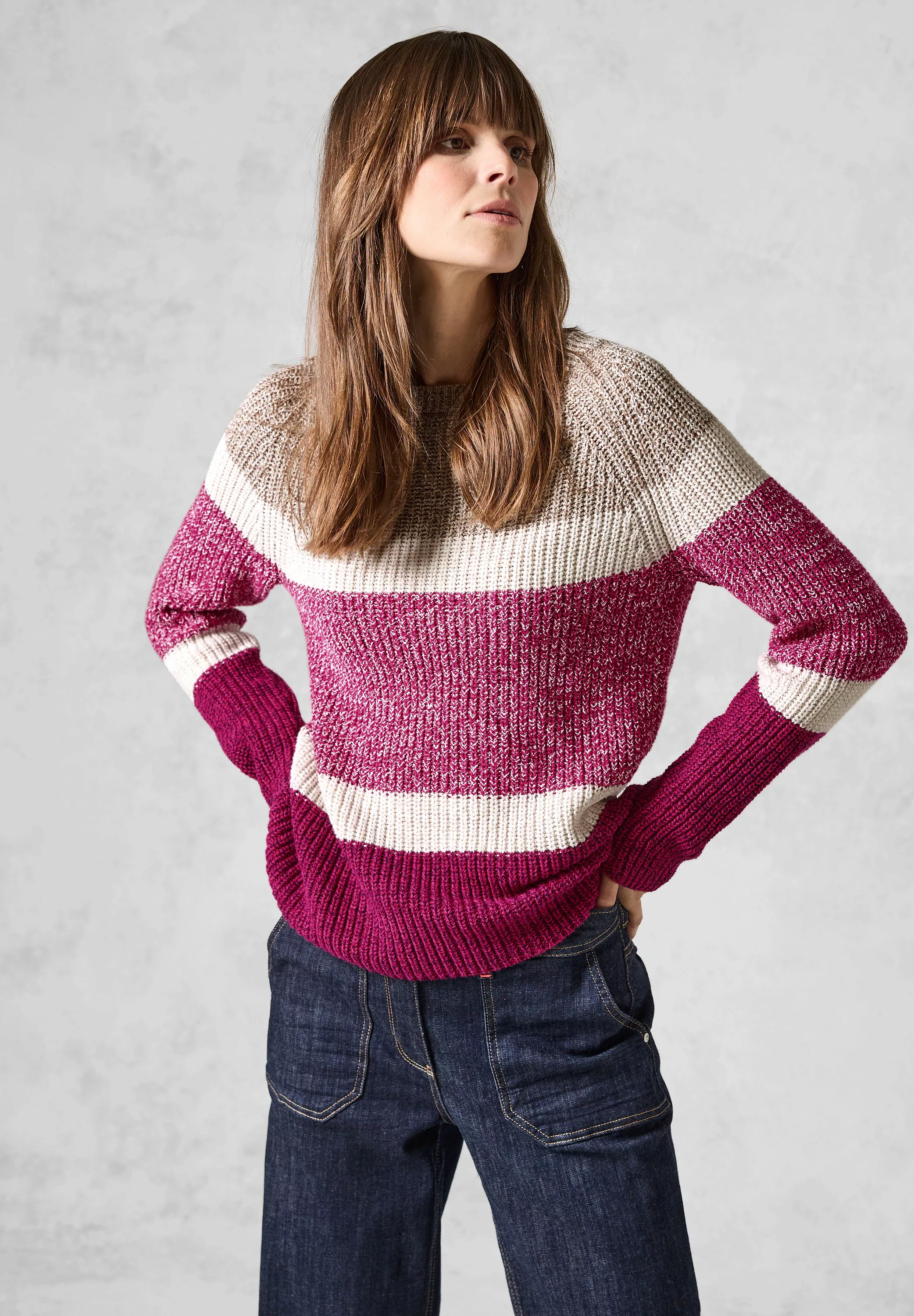 Cecil Wollpullover Mouliné stripe Pullover günstig online kaufen