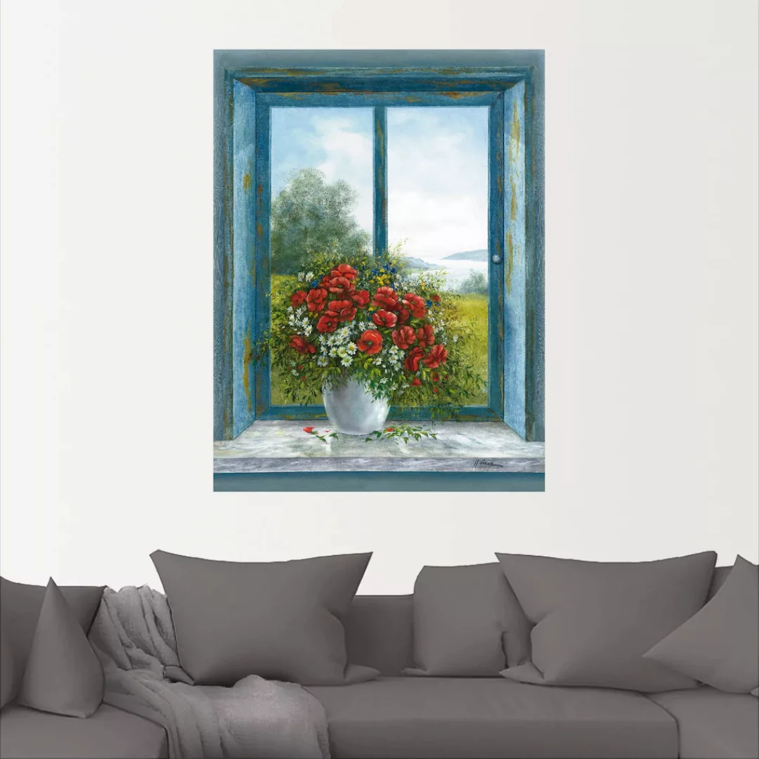 Artland Wandbild »Mohnblumen am Fenster«, Arrangements, (1 St.), als Leinwa günstig online kaufen