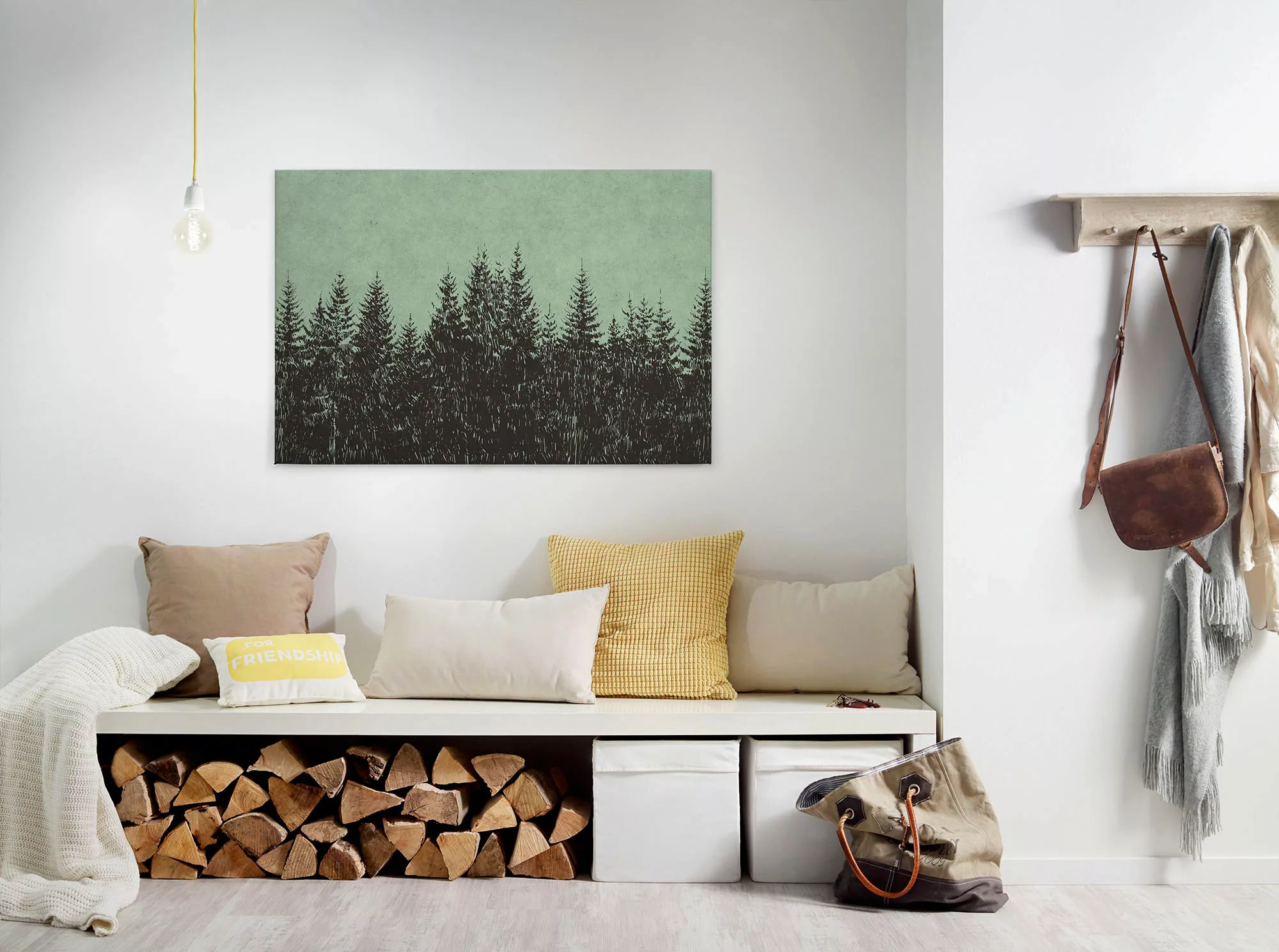 A.S. Création Leinwandbild "black forest", Wald, (1 St.), Wald Bild Keilrah günstig online kaufen