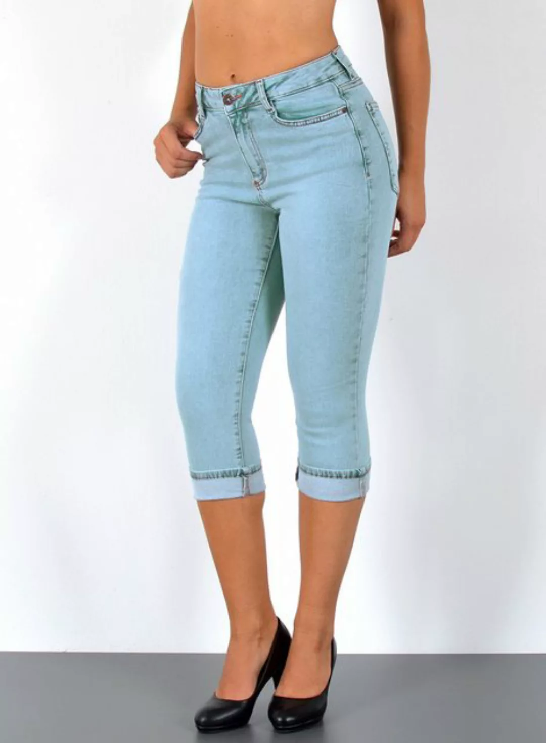 ESRA Caprijeans High Waist Capri Jeans Damen bis Übergröße Plus Size Große günstig online kaufen